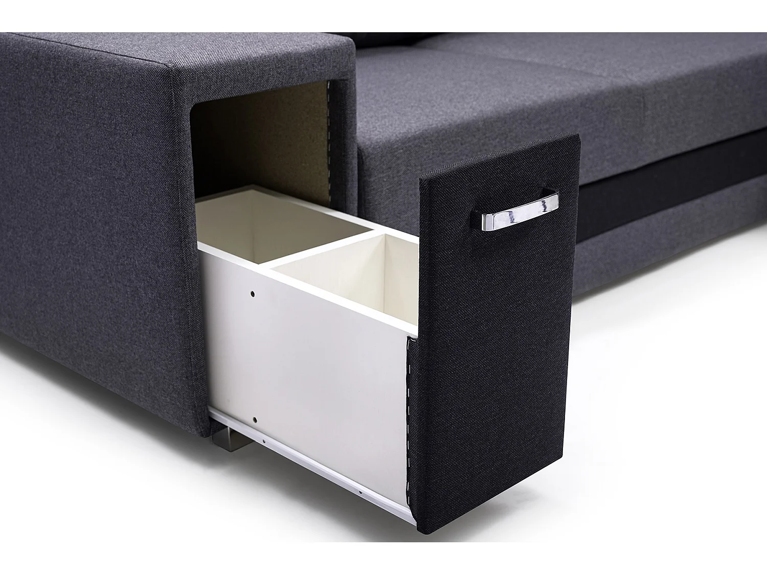 Ecksofa A2 Mit Schlaffunktion Und Bettkasten, Schlafsofa Mit Stauraum, Anpassbare Seiten, Modernes Design Rechte Seite, 305x272x90 cm, DUNKELGRAU