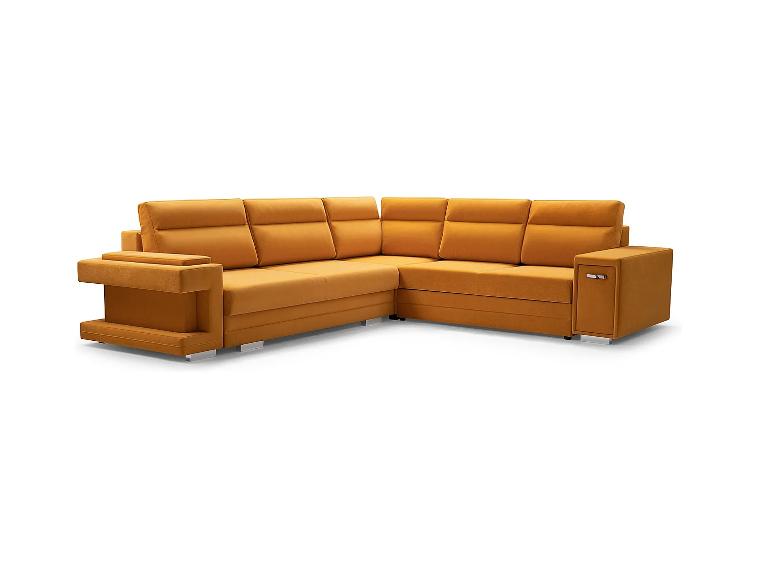 Ecksofa A2 Mit Schlaffunktion Und Bettkasten, Schlafsofa Mit Stauraum, Anpassbare Seiten, Modernes Design Rechte Seite, 305x272x90 cm, BLAU