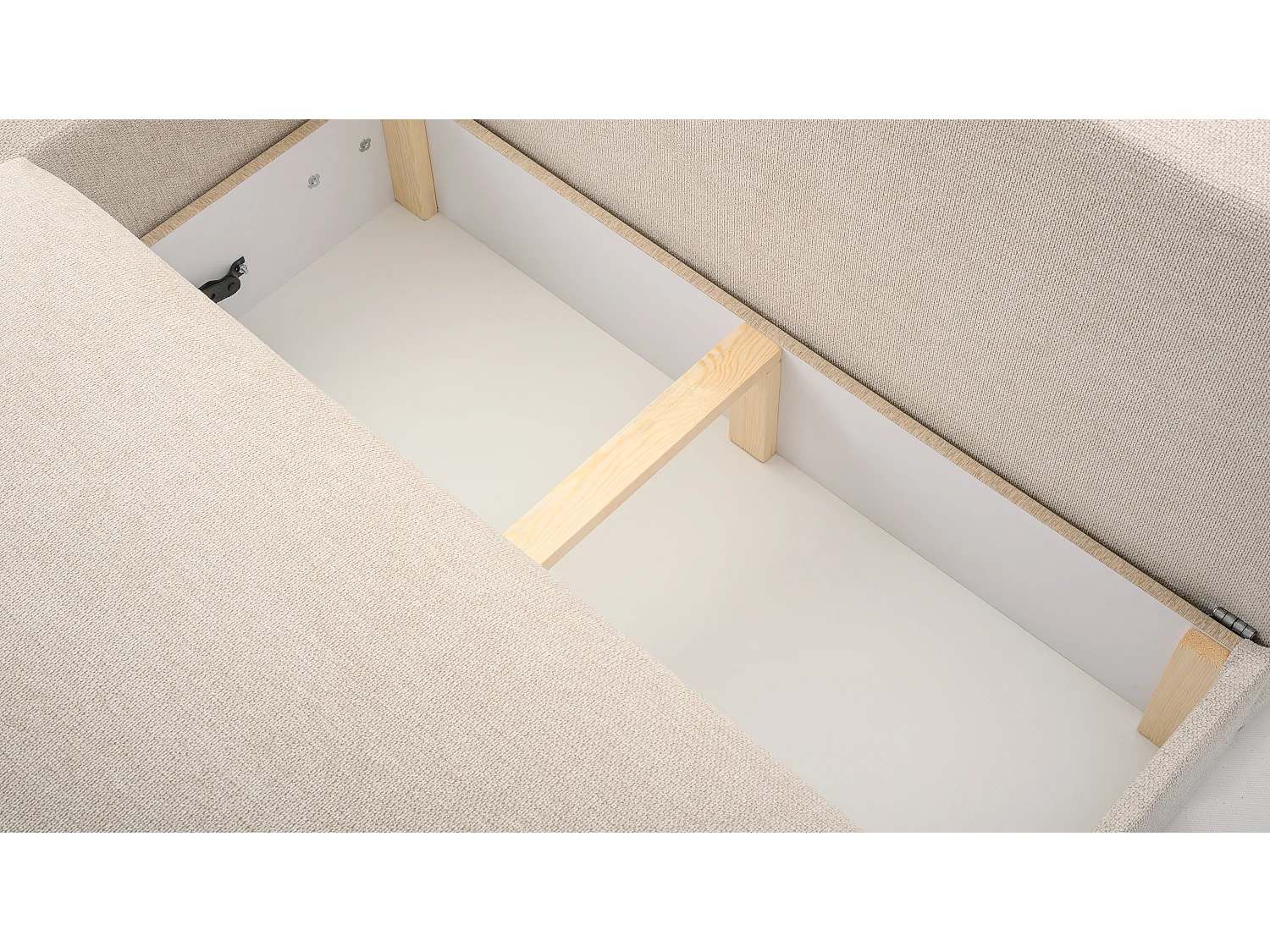 Divano angolare MILENA con letto, contenitore e tessuto idrofobo ARAGON – 223x150x95 cm – Struttura in legno, sinistra, Marrone