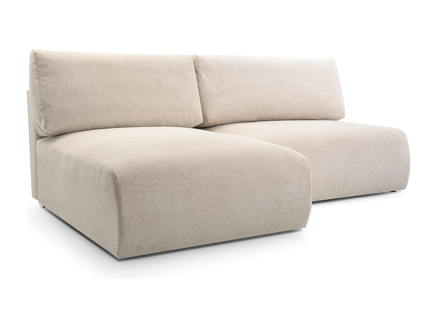 Ecksofa MILENA mit Schlaffunktion, Bettkasten & ARAGON-Stoff – 223x150x95 cm – Links Beige