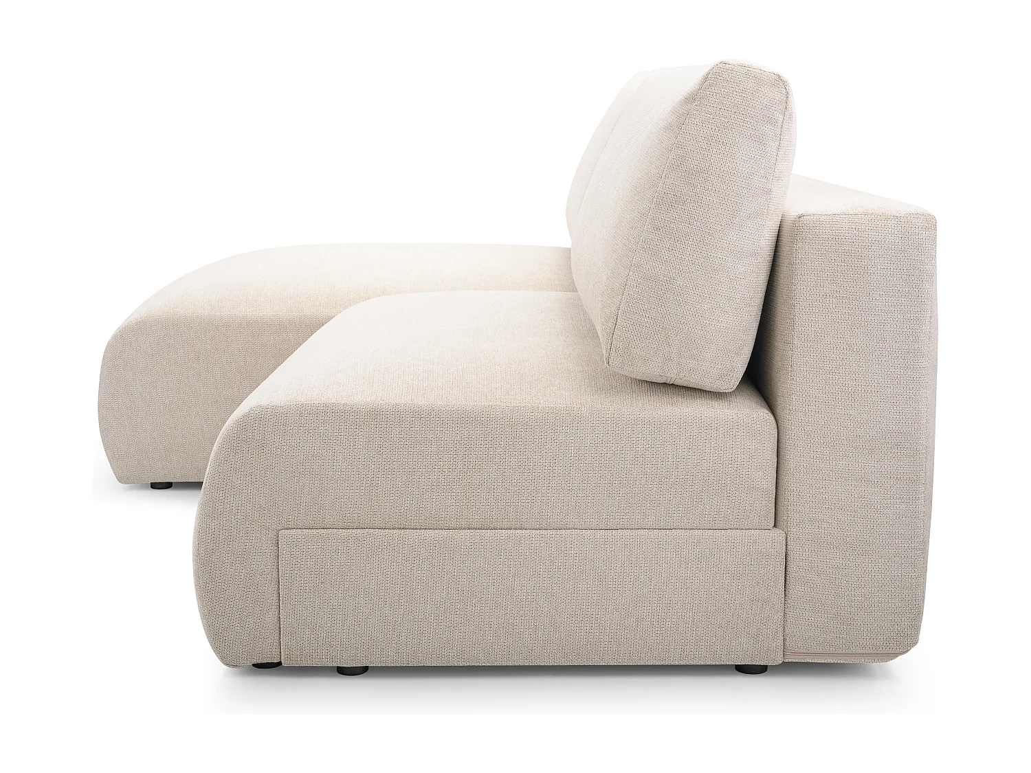 Ecksofa MILENA mit Schlaffunktion, Bettkasten & ARAGON-Stoff – 223x150x95 cm – Links Beige