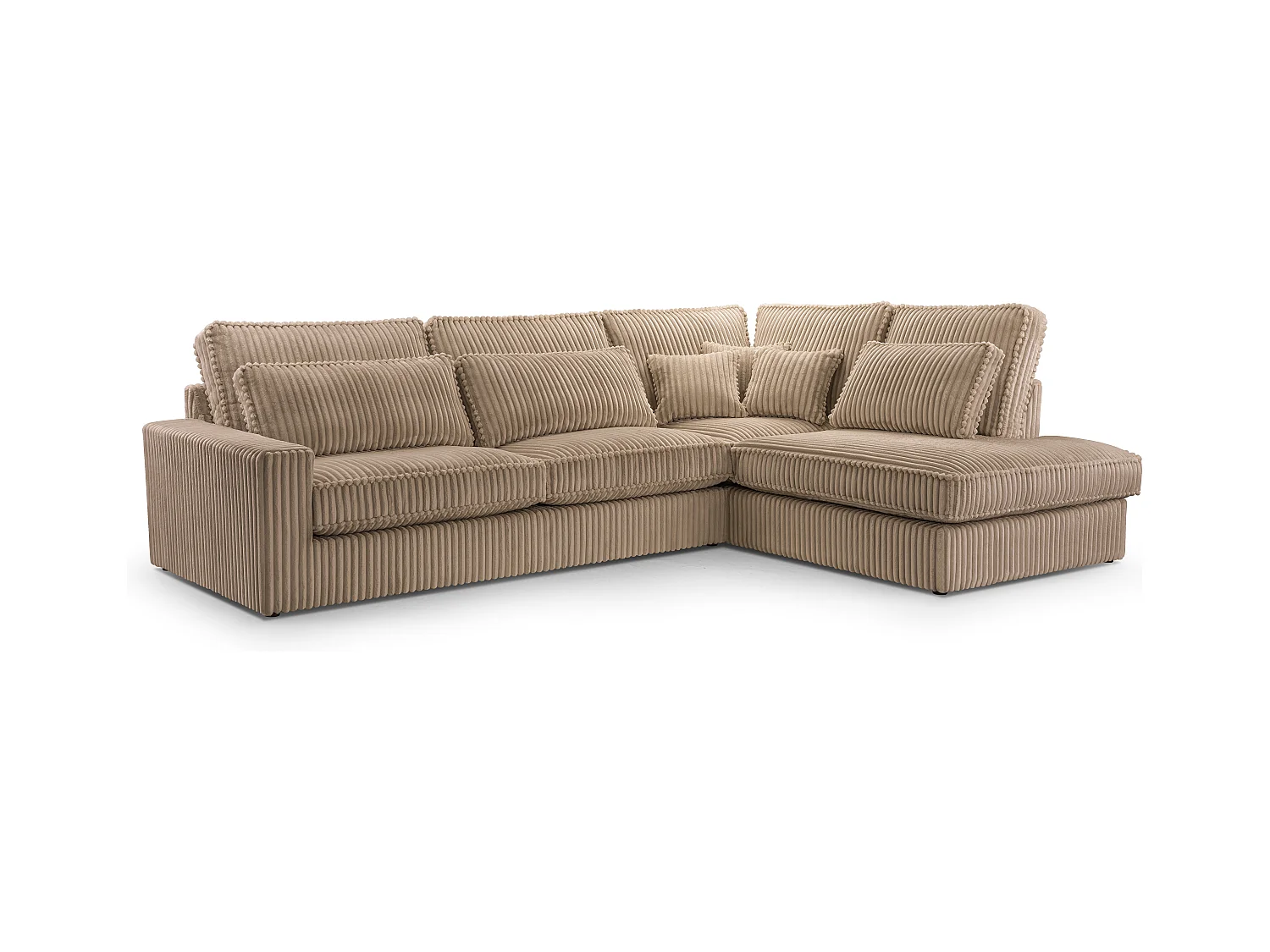 Hochwertiges Ecksofa - Modernes Sofa mit Kissen, gepolsterte Rückenlehne, komfortabel und stilvoll, Rechtes Design 89x314x224 cm, Cappuccino