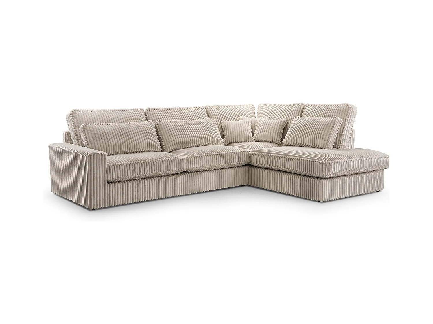 Hochwertiges Ecksofa - Modernes Sofa mit Kissen, gepolsterte Rückenlehne, komfortabel und stilvoll, Rechtes Design 89x314x224 cm, Cappuccino