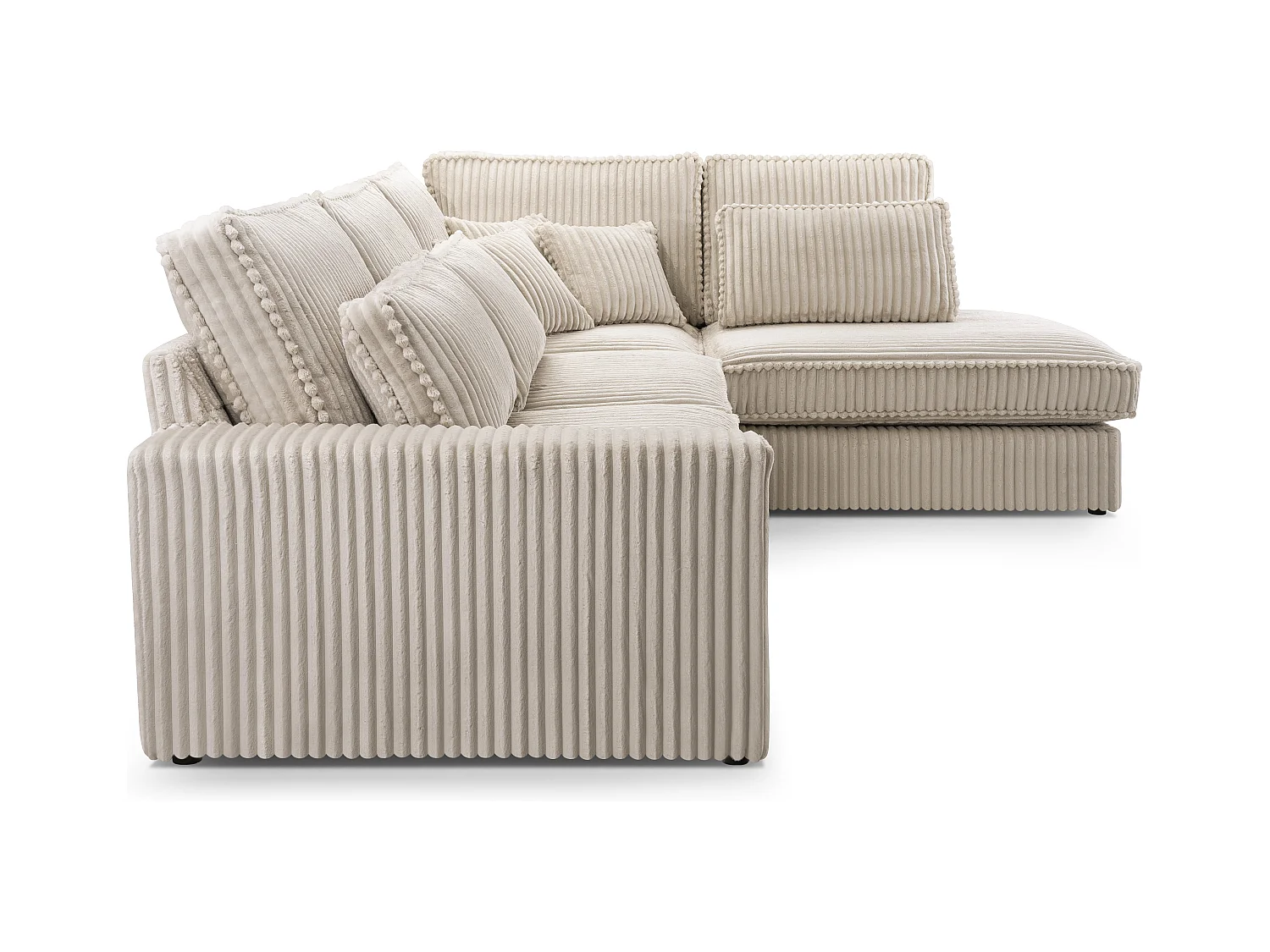 Hochwertiges Ecksofa - Modernes Sofa mit Kissen, gepolsterte Rückenlehne, komfortabel und stilvoll, Rechtes Design 89x314x224 cm, Cappuccino