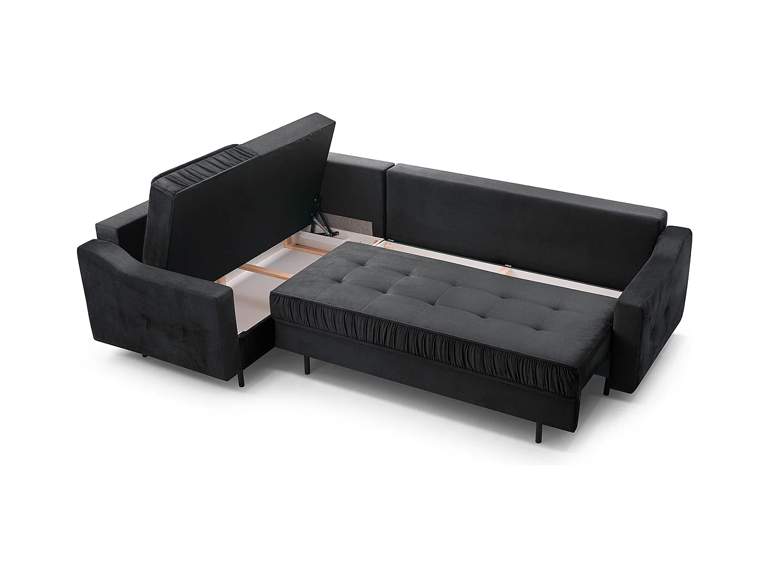 Ecksofa Akita mit Schlaffunktion & Bettkasten – Modernes Schlafsofa | Rechts 289x185x105 cm ROT