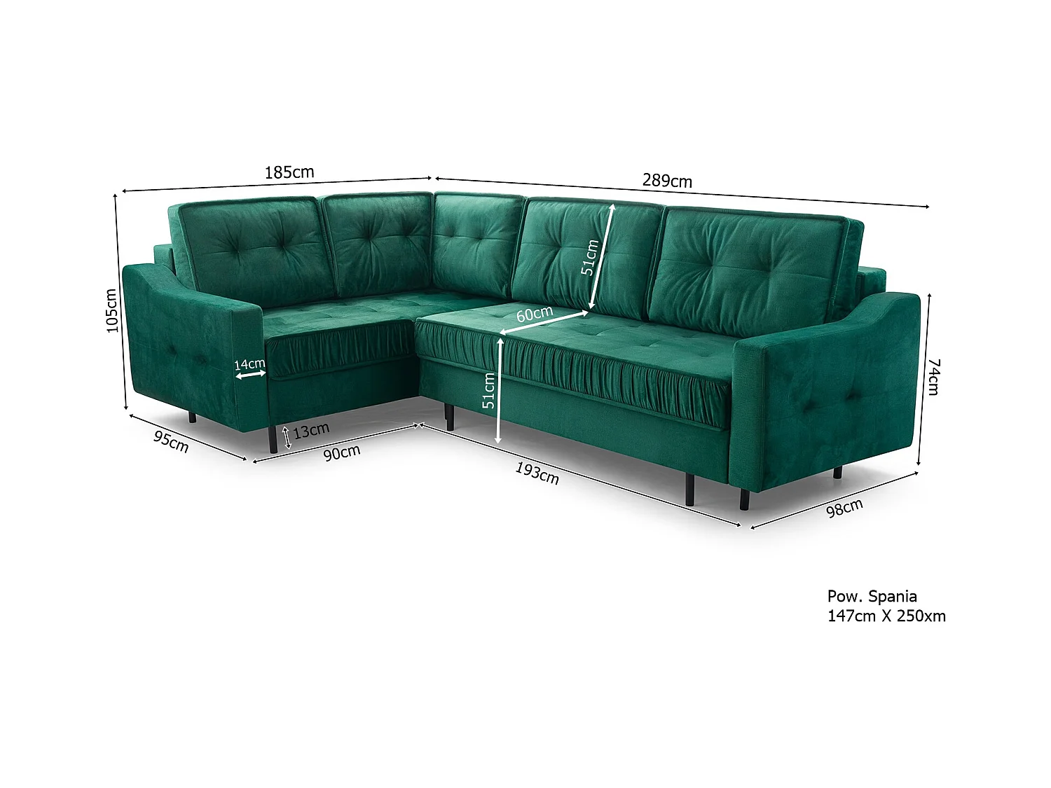 Ecksofa Akita mit Schlaffunktion & Bettkasten – Modernes Schlafsofa | Rechts 289x185x105 cm ROT
