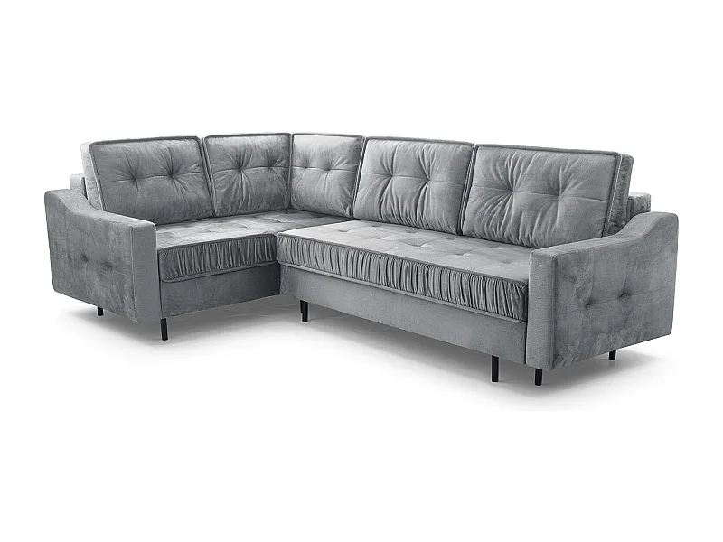 Ecksofa Akita mit Schlaffunktion & Bettkasten – Modernes Schlafsofa | Rechts 289x185x105 cm SILBER