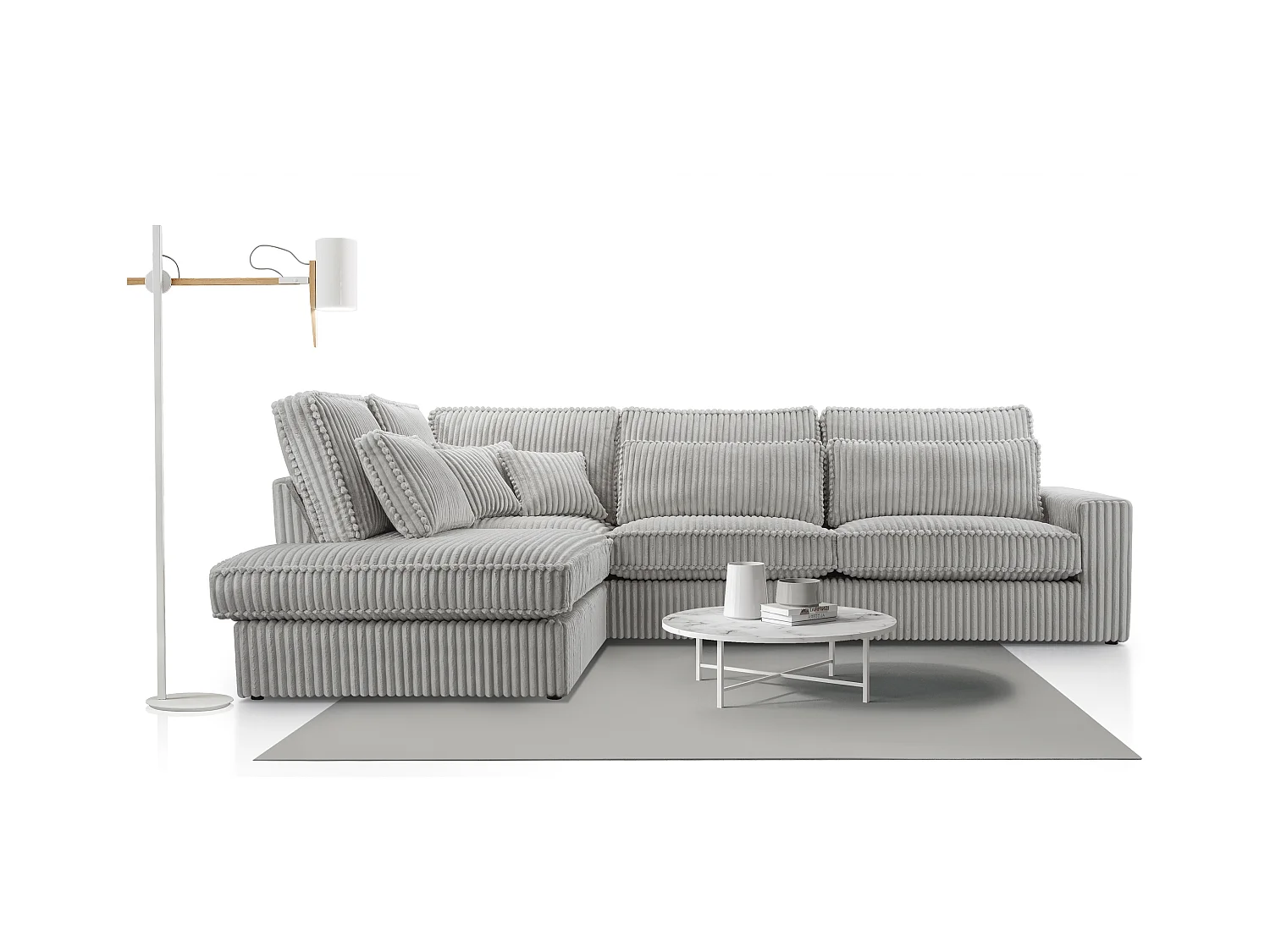 Hochwertiges Ecksofa - Modernes Sofa mit Kissen, gepolsterte Rückenlehne, bequem und stilvoll, Linkes Design 89x314x224 cm, Walnuss