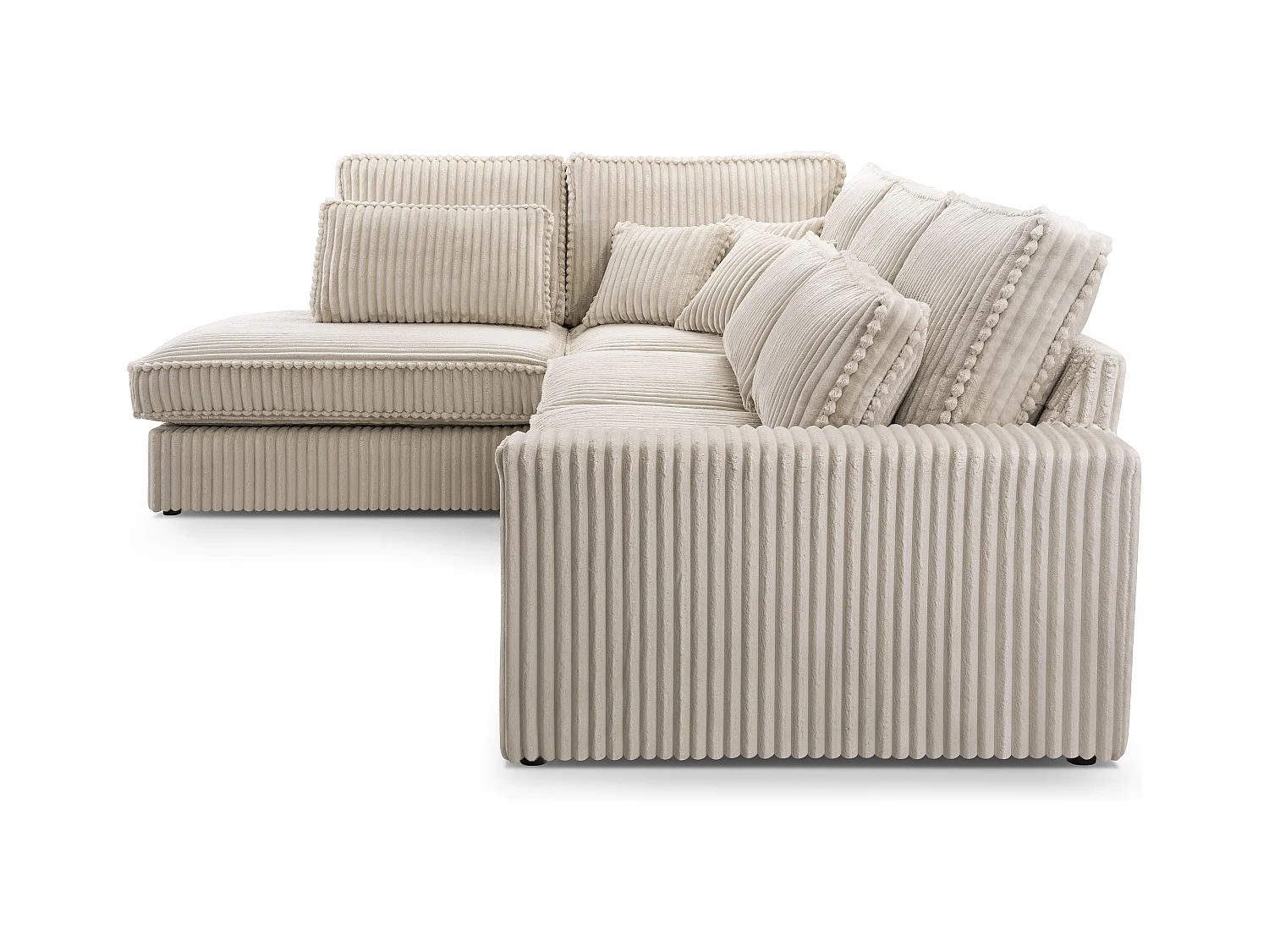 Hochwertiges Ecksofa - Modernes Sofa mit Kissen, gepolsterte Rückenlehne, bequem und stilvoll, Linkes Design 89x314x224 cm, Walnuss