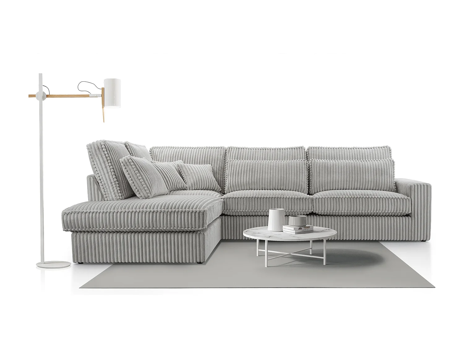 Hochwertiges Ecksofa - Modernes Sofa mit Kissen, gepolsterte Rückenlehne, bequem und stilvoll, Linkes Design 89x314x224 cm, Walnuss