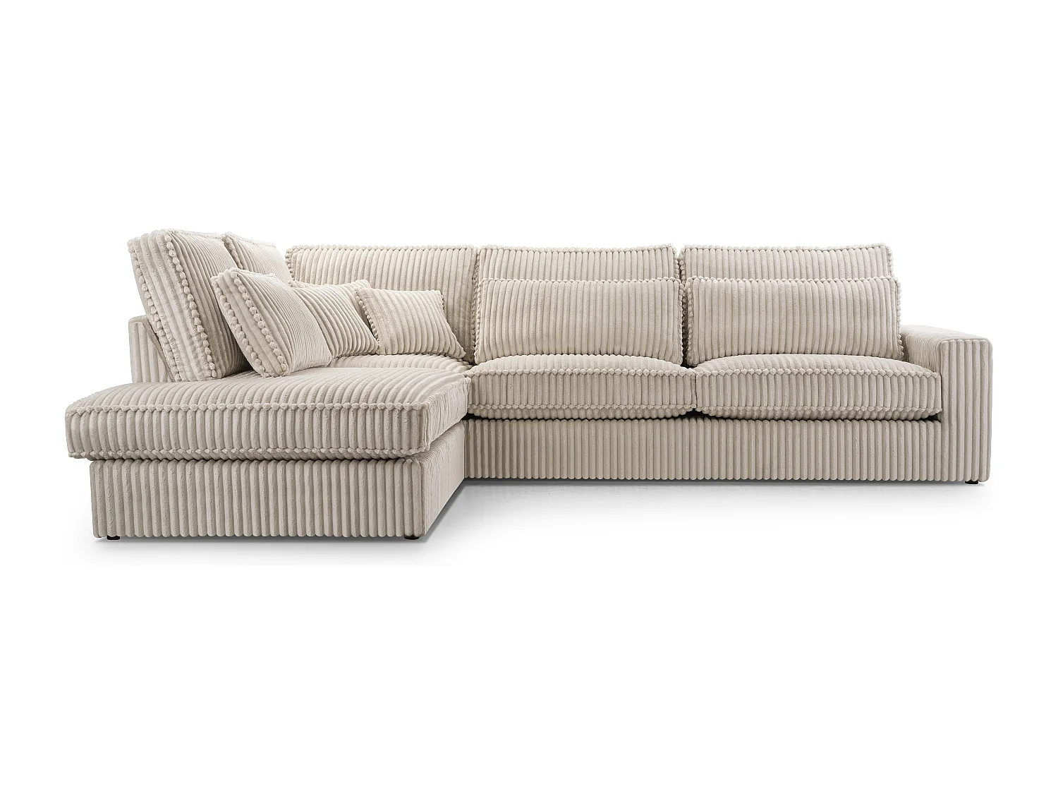 Hochwertiges Ecksofa - Modernes Sofa mit Kissen, gepolsterte Rückenlehne, bequem und stilvoll, Linkes Design 89x314x224 cm, Beige