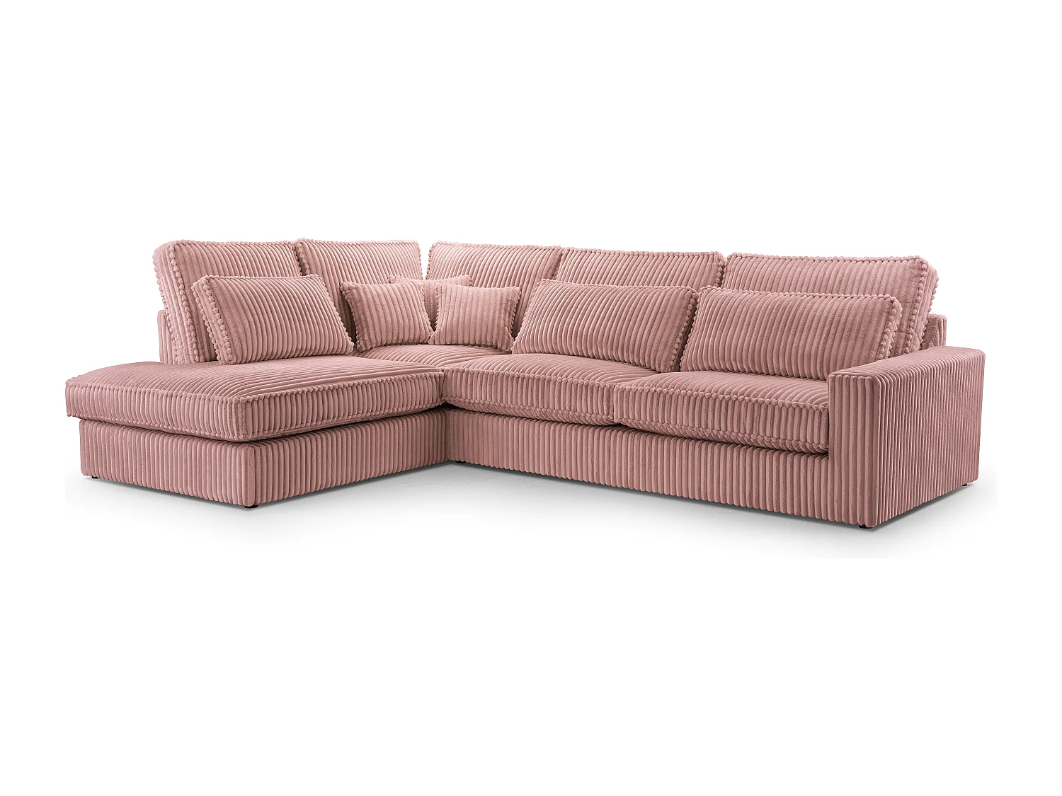 Hochwertiges Ecksofa - Modernes Sofa mit Kissen, gepolsterte Rückenlehne, bequem und stilvoll, Linkes Design 89x314x224 cm, Pink