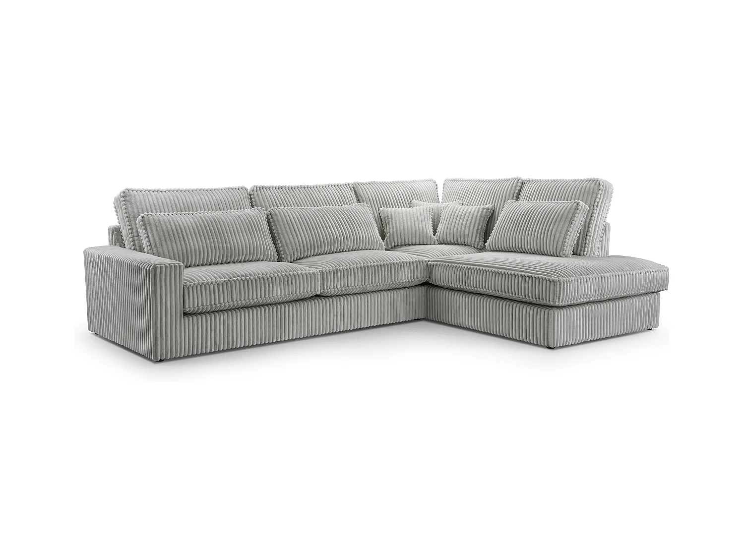 Hochwertiges Ecksofa - Modernes Sofa mit Kissen, gepolsterte Rückenlehne, bequem und stilvoll, Rechts Design 89x314x224 cm, Walnuss