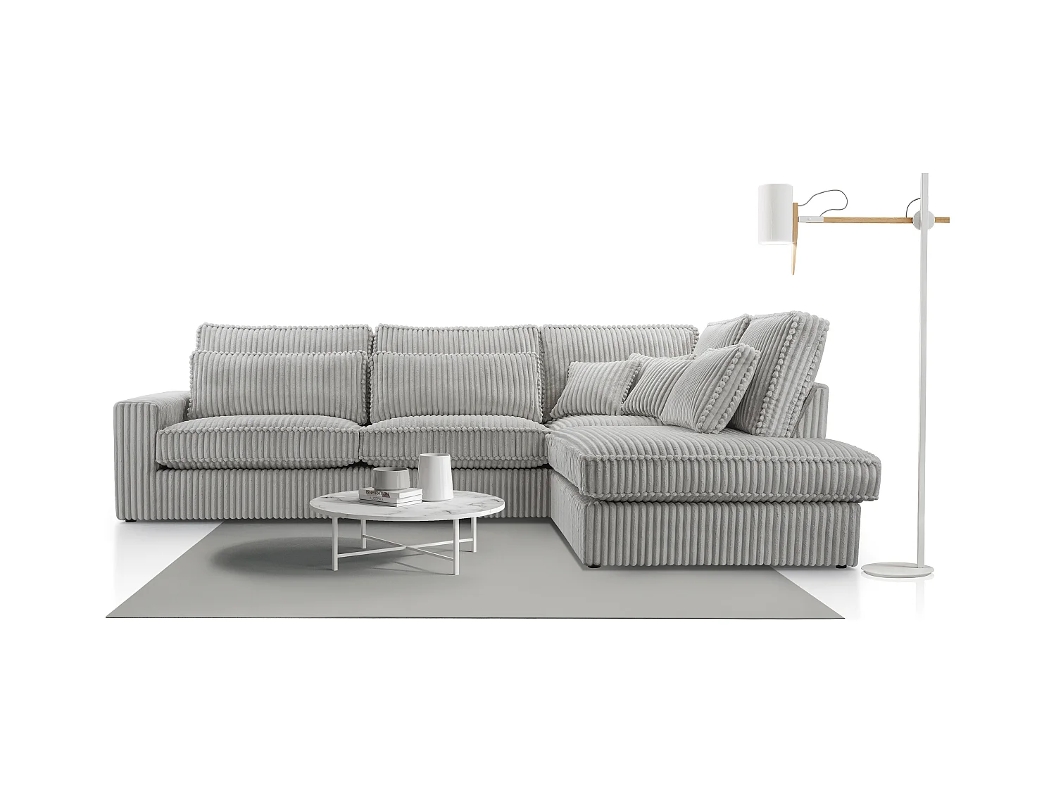 Hochwertiges Ecksofa - Modernes Sofa mit Kissen, gepolsterte Rückenlehne, bequem und stilvoll, Rechts Design 89x314x224 cm, Walnuss