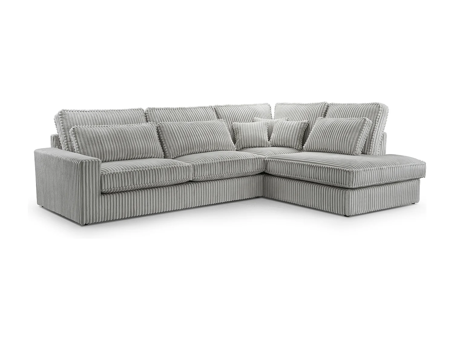 Hochwertiges Ecksofa - Modernes Sofa mit Kissen, gepolsterte Rückenlehne, bequem und stilvoll, Rechts Design 89x314x224 cm, Walnuss