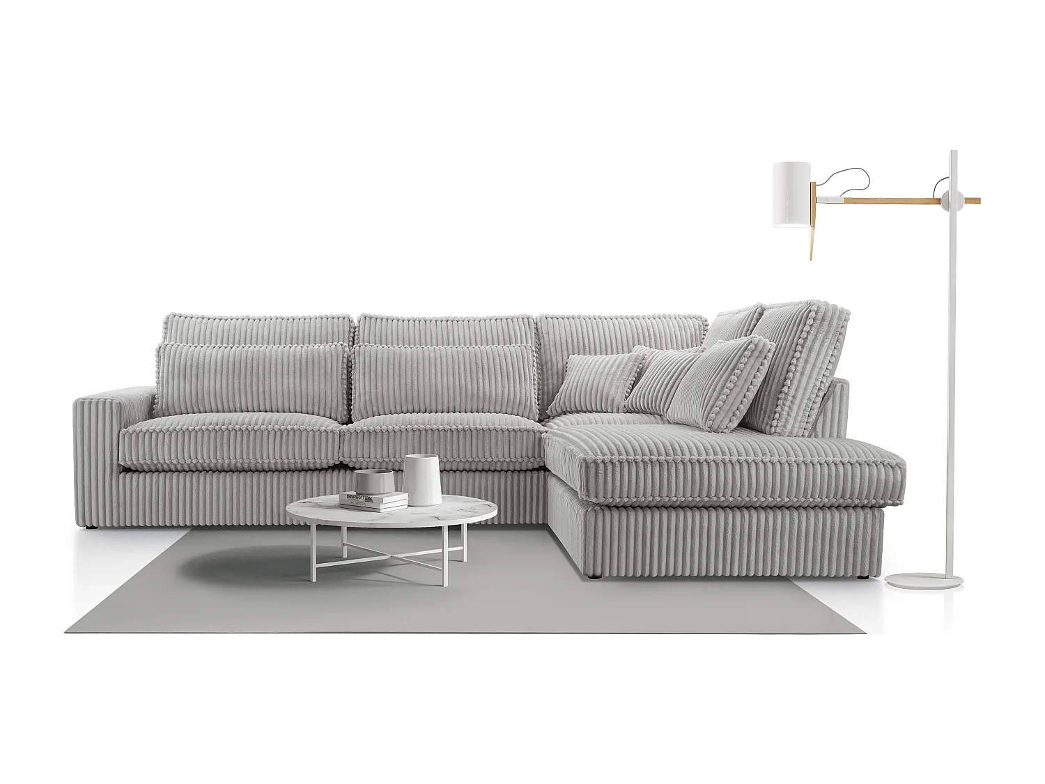 Hochwertiges Ecksofa - Modernes Sofa mit Kissen, gepolsterte Rückenlehne, bequem und stilvoll, Rechts Design 89x314x224 cm, Walnuss