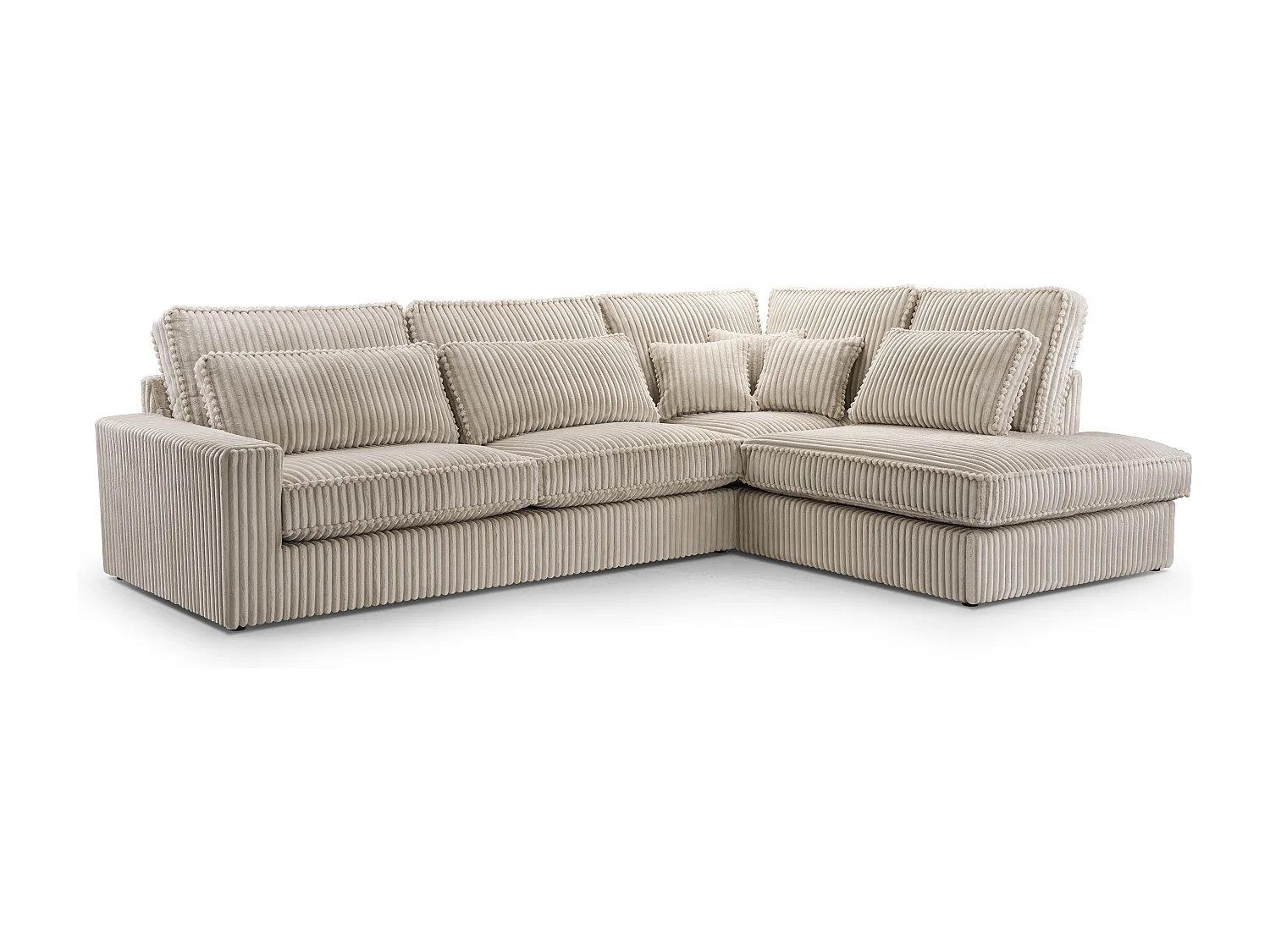 Hochwertiges Ecksofa - Modernes Sofa mit Kissen, gepolsterte Rückenlehne, bequem und stilvoll, Rechts Design 89x314x224 cm, Walnuss