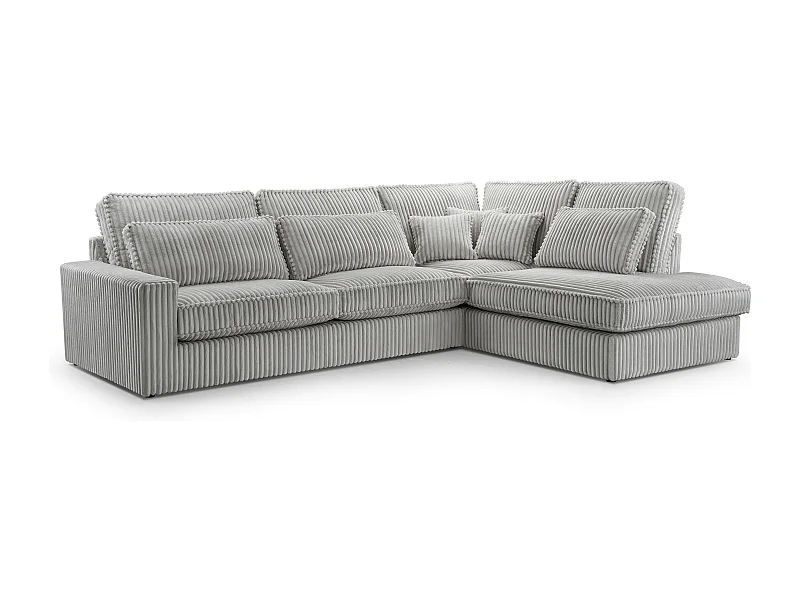 Hochwertiges Ecksofa - Modernes Sofa mit Kissen, gepolsterte Rückenlehne, bequem und stilvoll, Rechts Design 89x314x224 cm, Walnuss