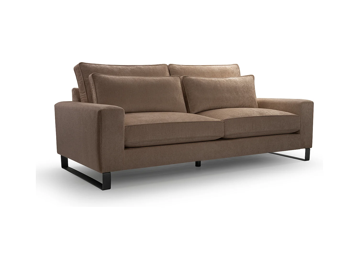 Ecksofa "CARA" – Elegantes Sofa Ohne Schlaffunktion Aus Hochwertigem APHRODITE-Stoff, 221x106x90 cm – Komfortabel & Praktisch, Farbe: CAPPUCCINO