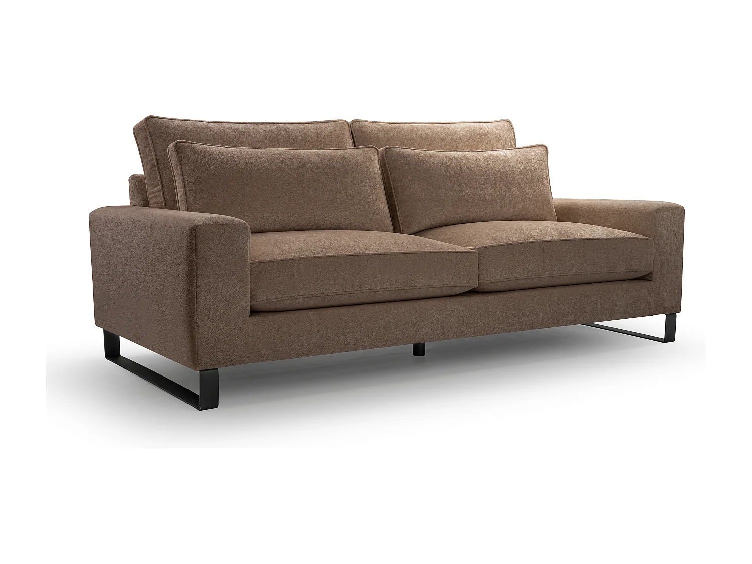 Ecksofa "CARA" – Elegantes Sofa Ohne Schlaffunktion Aus Hochwertigem APHRODITE-Stoff, 221x106x90 cm – Komfortabel & Praktisch, Farbe: CAPPUCCINO