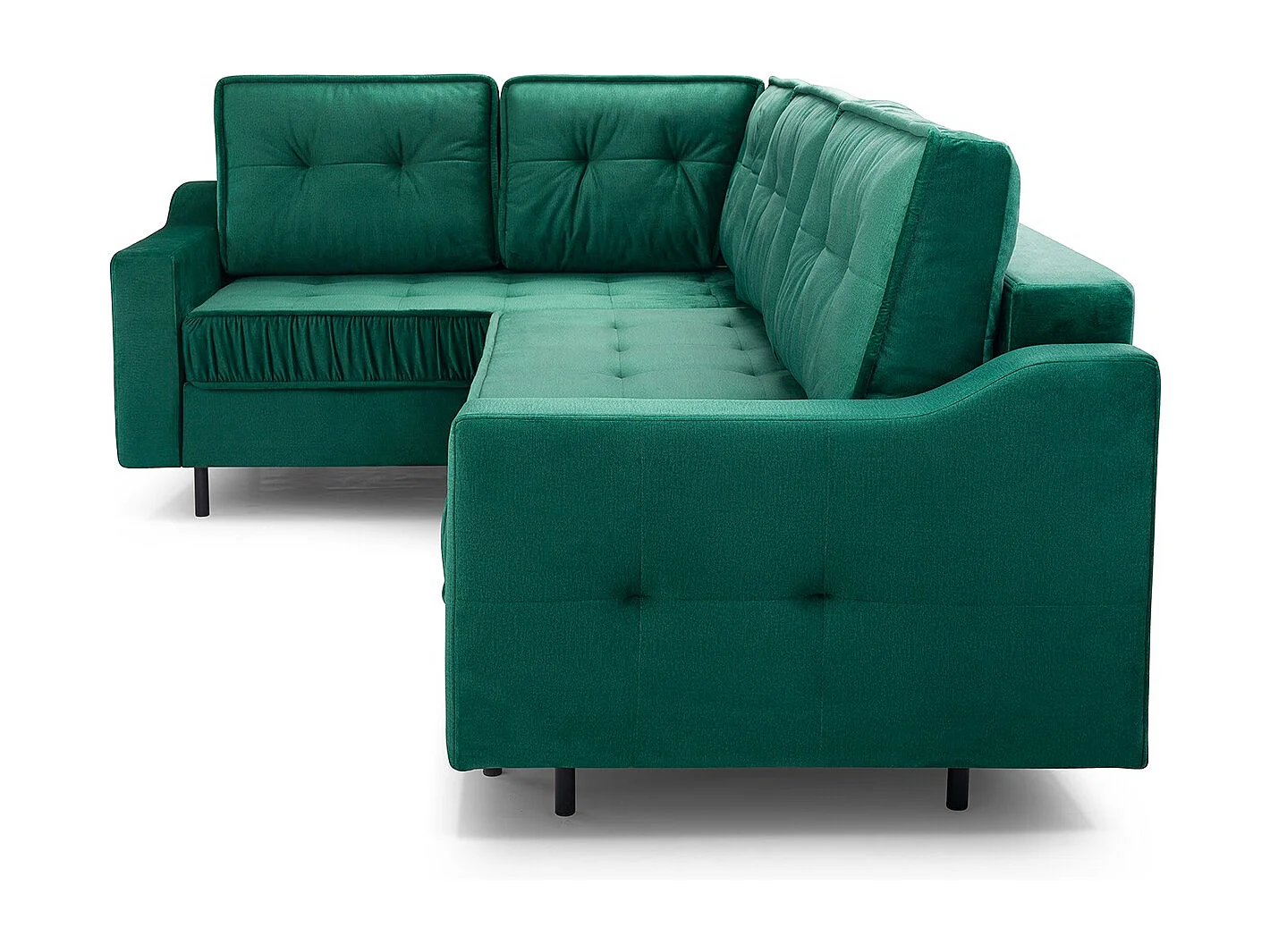 Divano angolare Akita con letto e contenitore – Molle ondulate, struttura in legno, tessuto facile da pulire, sinistra, 289x185x105 cm, Ciliegia