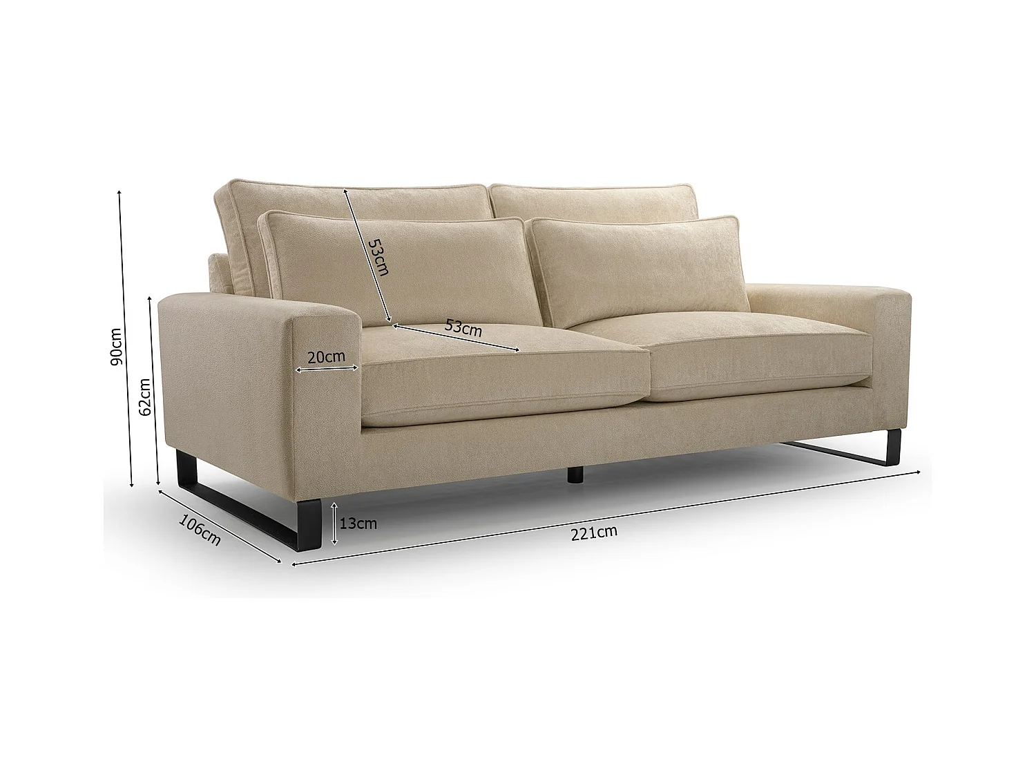 Ecksofa "CARA" – Luxuriöses Sofa Ohne Schlaffunktion Mit Memory-Schaum, 221x106x90 cm – Komfortabel & Praktisch, Farbe: PULVERPINK