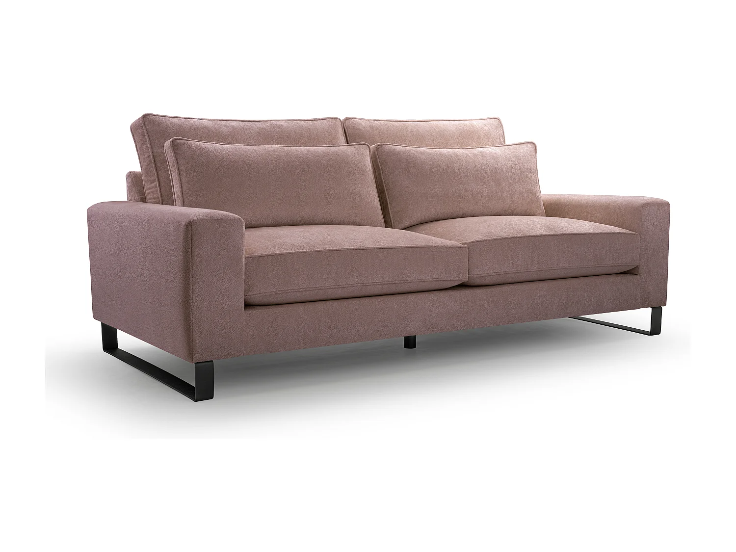 Hoekbank "CARA" – Luxe bank zonder slaapfunctie met traagschuim voor optimaal zitcomfort – Praktisch & comfortabel, 221x106x90 cm, poederroze