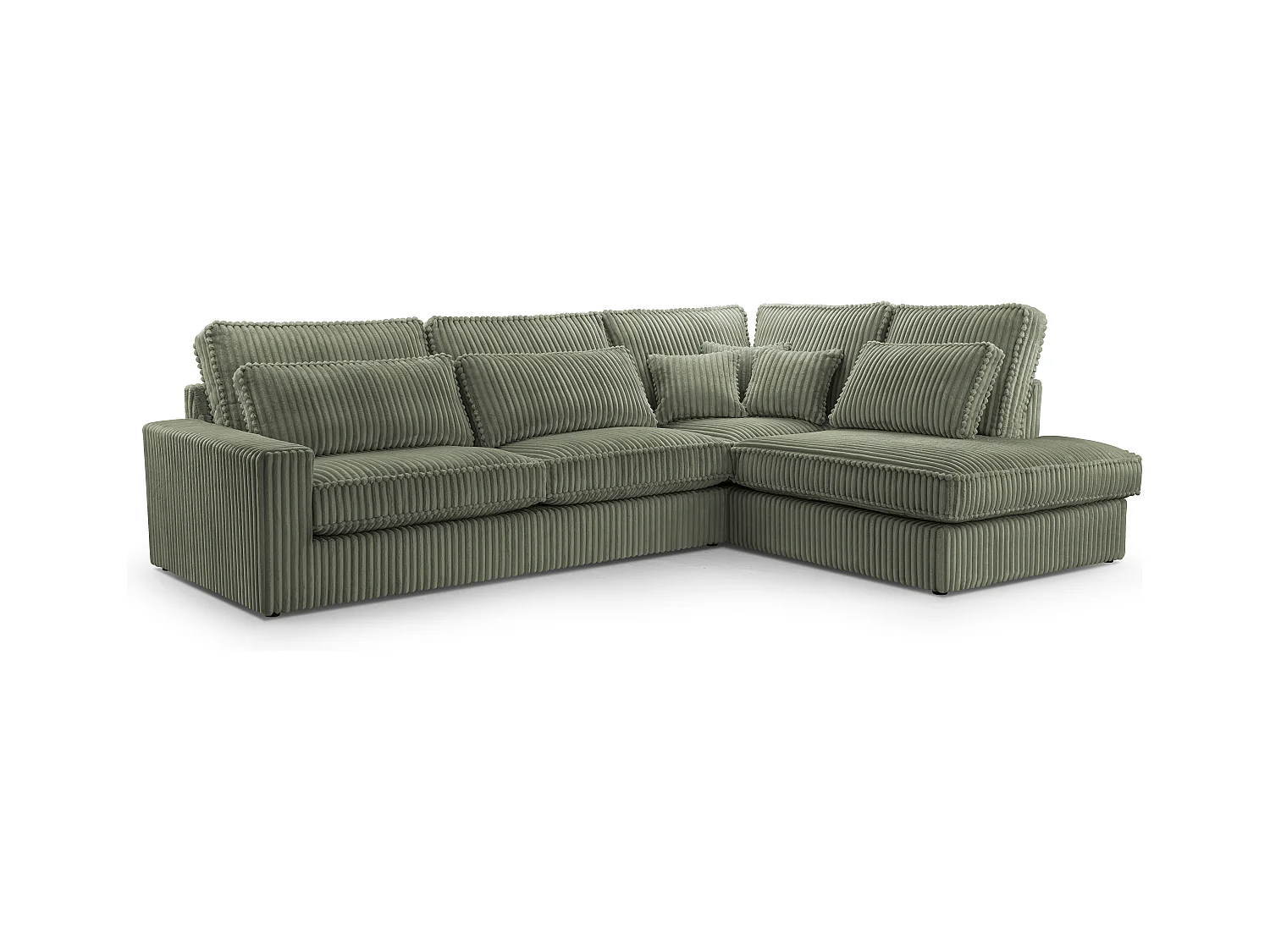 Hochwertiges Ecksofa - Modernes Sofa mit Kissen, gepolsterte Rückenlehne, bequem und stilvoll, Rechtes Design 89x314x224 cm, Grün