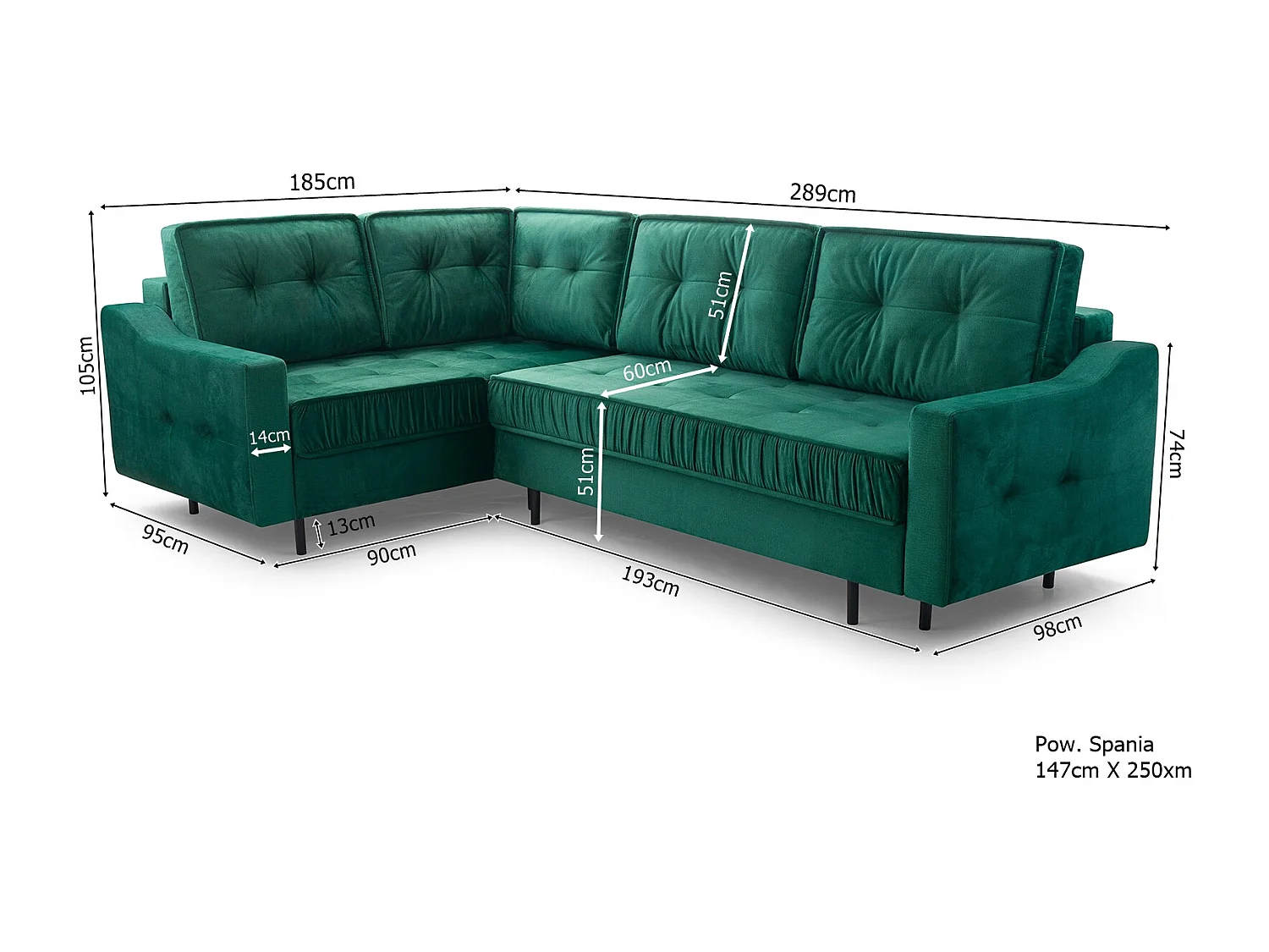 Ecksofa Akita mit Schlaffunktion & Bettkasten – Modernes Schlafsofa | Links 289x185x105 cm SILBER