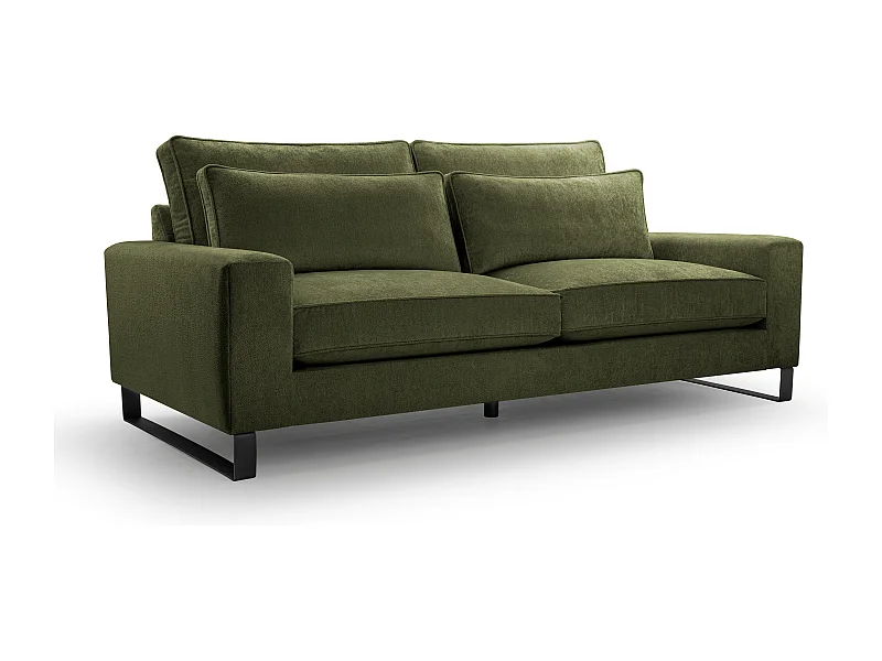 Ecksofa "CARA" – Luxuriöses Sofa Ohne Schlaffunktion Mit Memory-Schaum, 221x106x90 cm – Komfortabel & Praktisch, Farbe: GRÜN