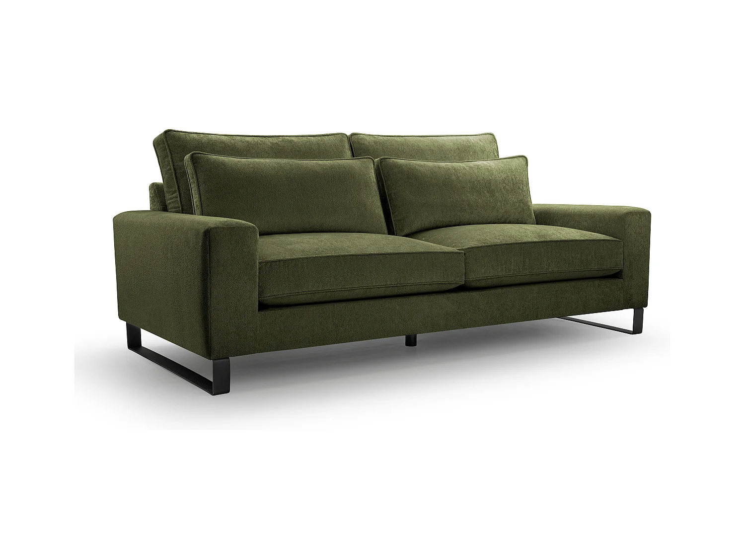 Ecksofa "CARA" – Luxuriöses Sofa Ohne Schlaffunktion Mit Memory-Schaum, 221x106x90 cm – Komfortabel & Praktisch, Farbe: GRÜN