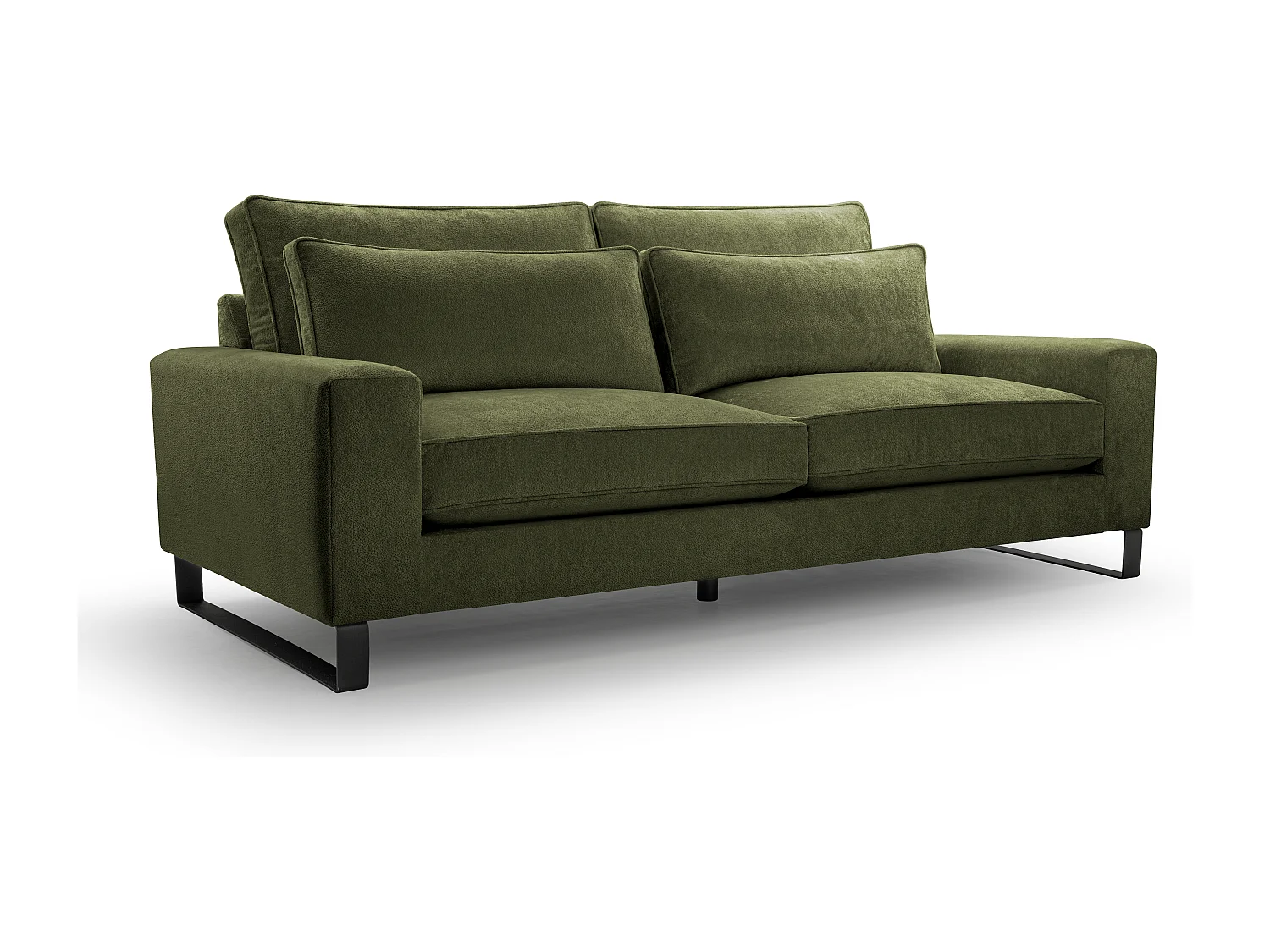 Ecksofa "CARA" – Luxuriöses Sofa Ohne Schlaffunktion Mit Memory-Schaum, 221x106x90 cm – Komfortabel & Praktisch, Farbe: GRÜN
