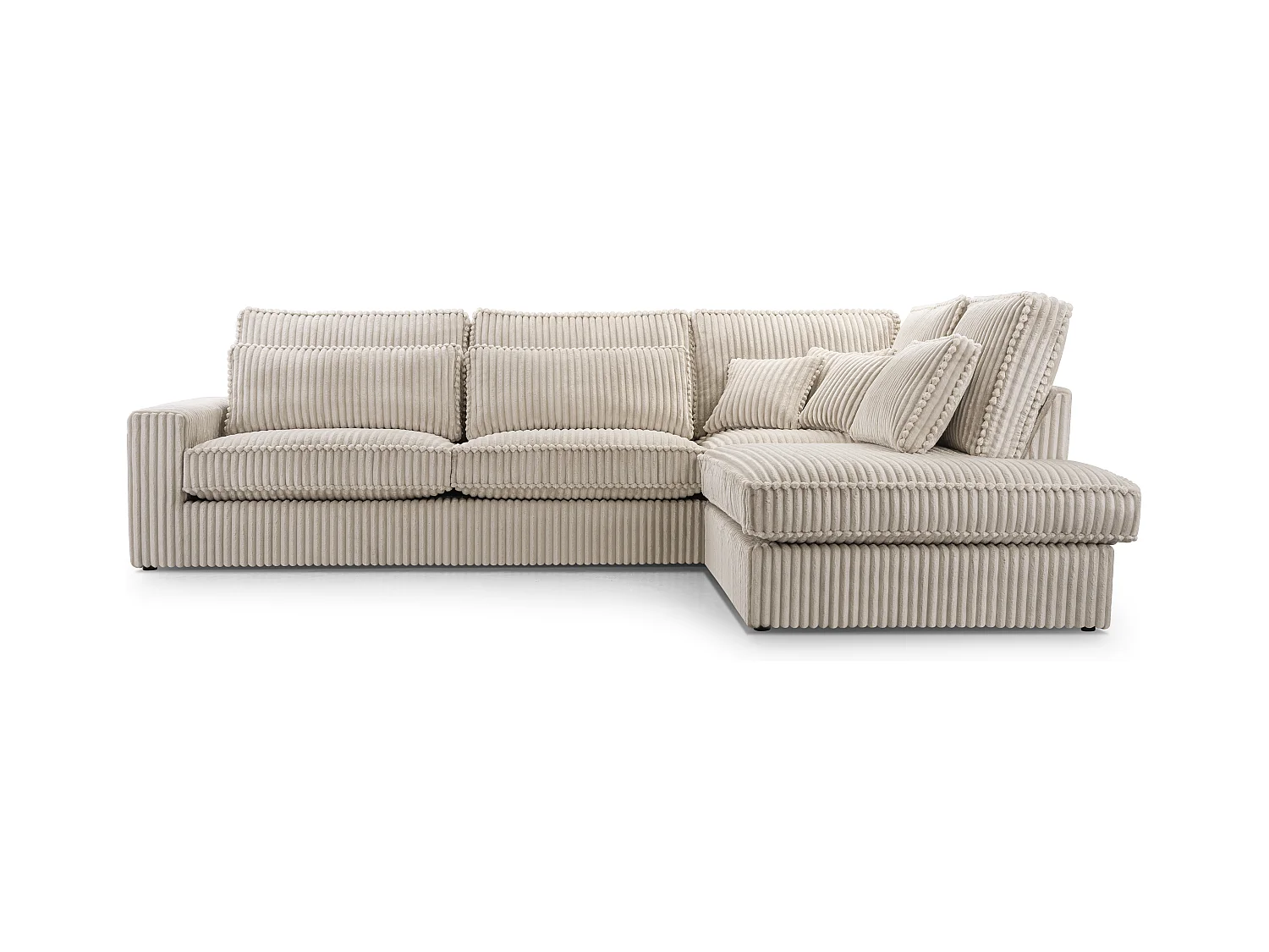 Hochwertiges Ecksofa - Modernes Sofa mit Kissen, gepolsterte Rückenlehne, bequem und stilvoll, Rechtes Design 89x314x224 cm, Beige