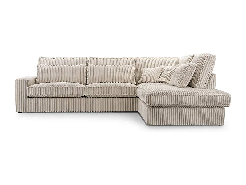 Hochwertiges Ecksofa - Modernes Sofa mit Kissen, gepolsterte Rückenlehne, bequem und stilvoll, Rechtes Design 89x314x224 cm, Beige