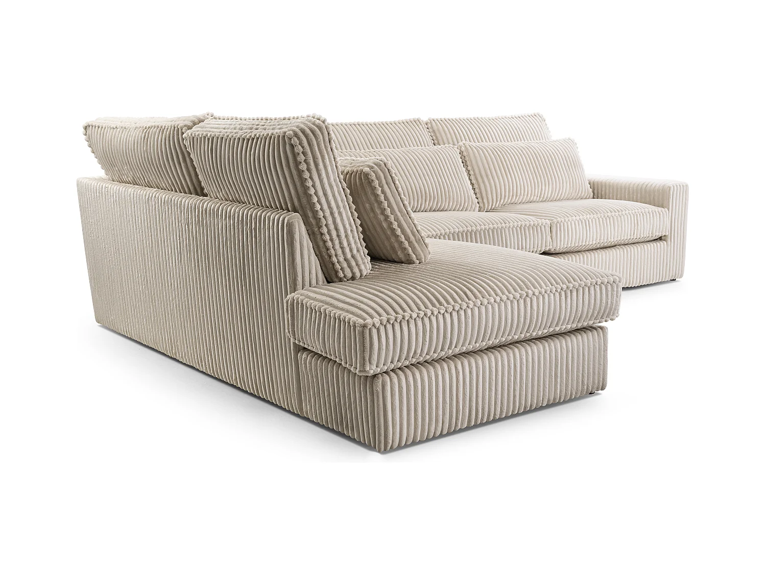 Hochwertiges Ecksofa - Modernes Sofa mit Kissen, gepolsterte Rückenlehne, bequem und stilvoll, Design Links 89x314x224 cm, Cappuccino