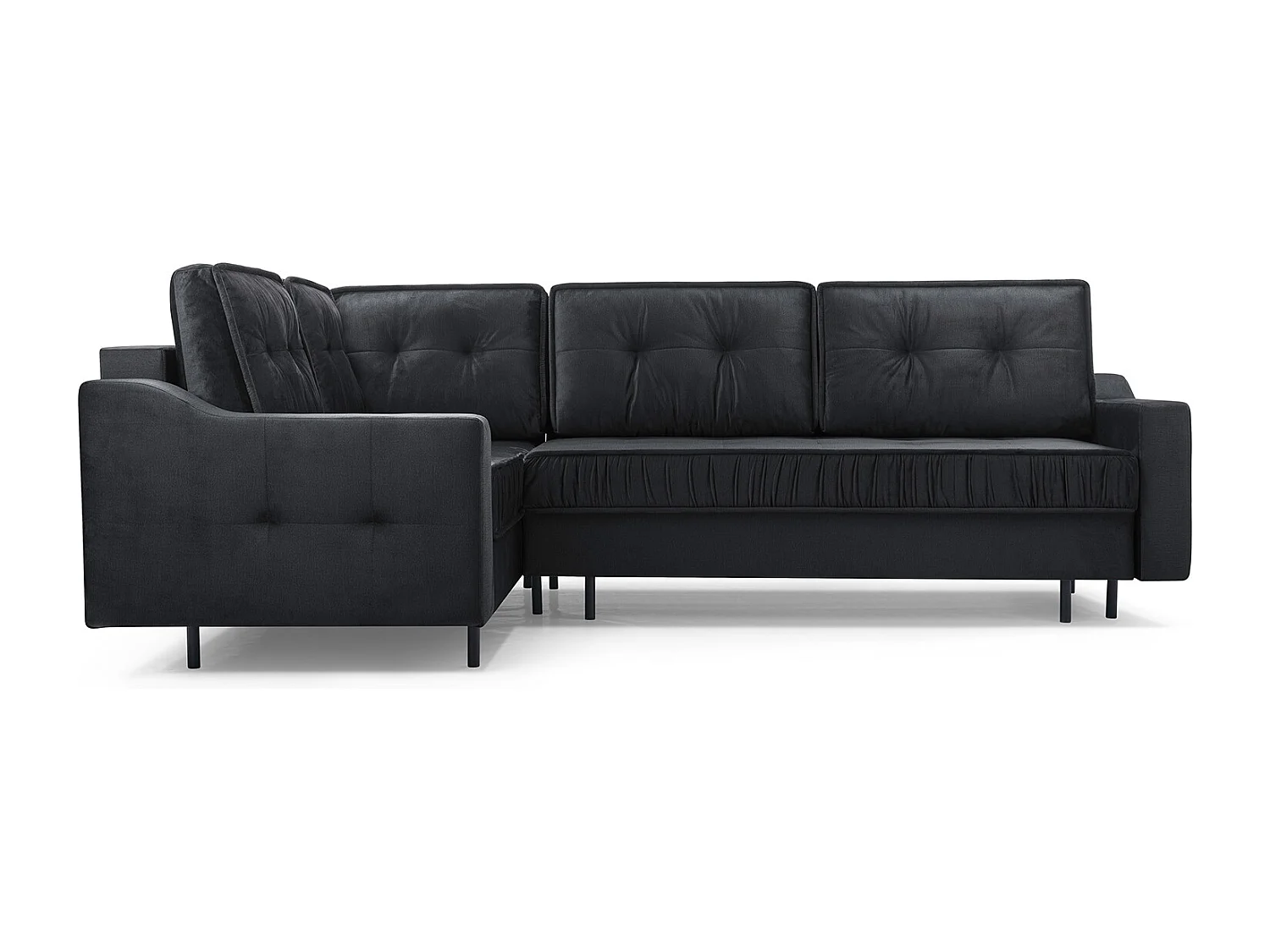 Narożnik AKITA z funkcją spania i pojemnikiem – nowoczesna sofa 289x185x105 cm, prawy, zielony