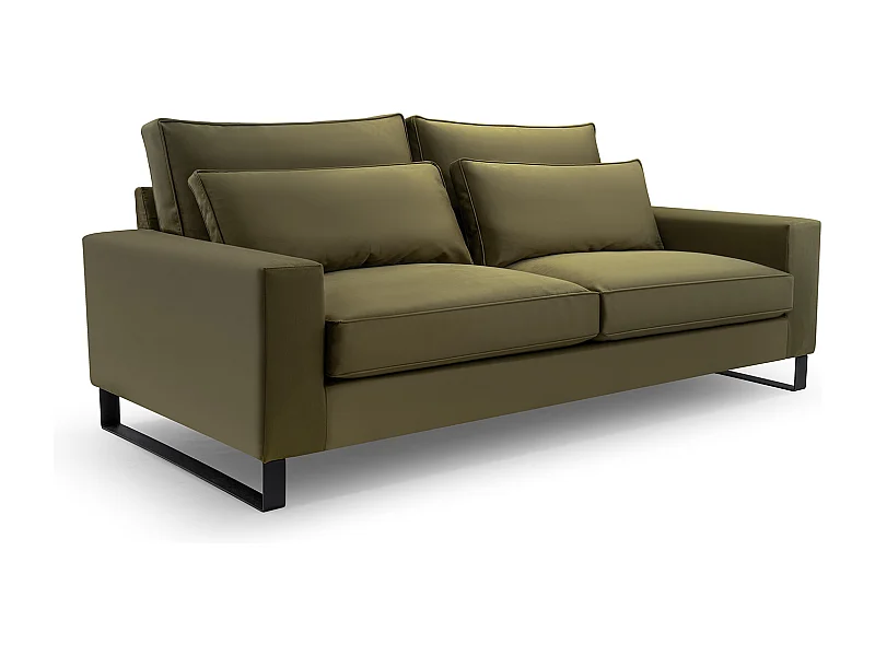 Ecksofa "CARA" – Elegantes Sofa Ohne Schlaffunktion Aus Hochwertigem SALVADOR-Stoff, 221x106x90 cm – Komfortabel & Praktisch, Farbe: MEERESGRÜN