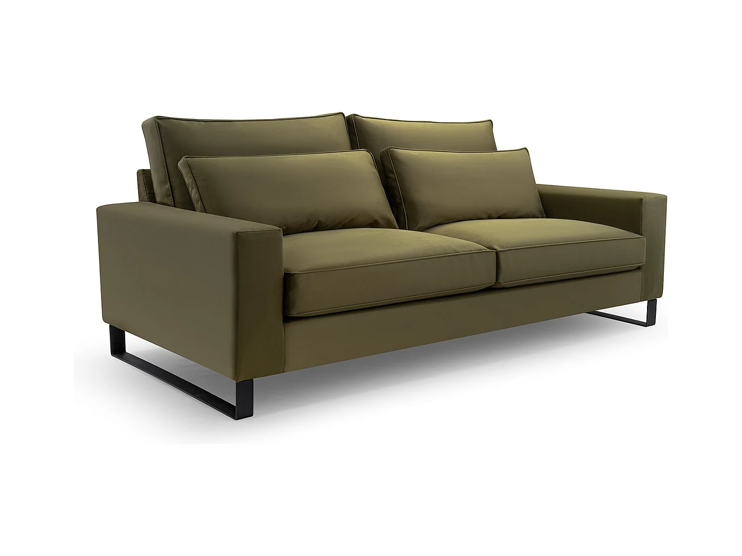 Ecksofa "CARA" – Elegantes Sofa Ohne Schlaffunktion Aus Hochwertigem SALVADOR-Stoff, 221x106x90 cm – Komfortabel & Praktisch, Farbe: MEERESGRÜN