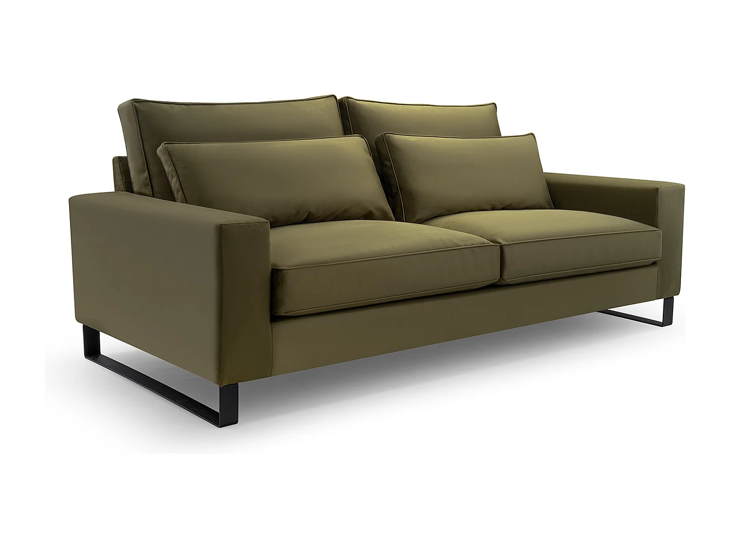 Ecksofa "CARA" – Elegantes Sofa Ohne Schlaffunktion Aus Hochwertigem SALVADOR-Stoff, 221x106x90 cm – Komfortabel & Praktisch, Farbe: MEERESGRÜN