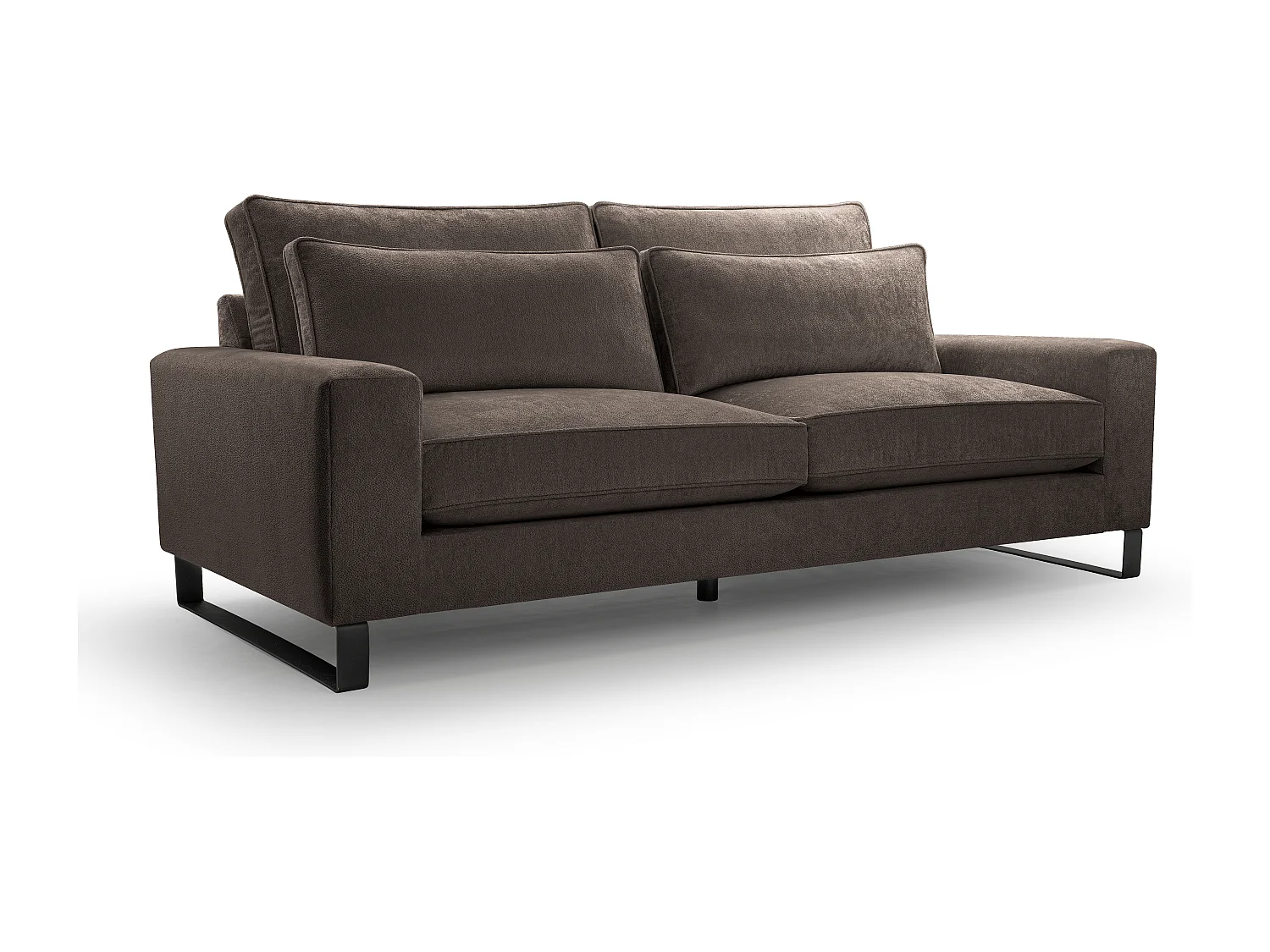 Ecksofa "CARA" – Elegantes Sofa Ohne Schlaffunktion Aus Hochwertigem APHRODITE-Stoff, 221x106x90 cm – Komfortabel & Praktisch, Farbe: BROWN