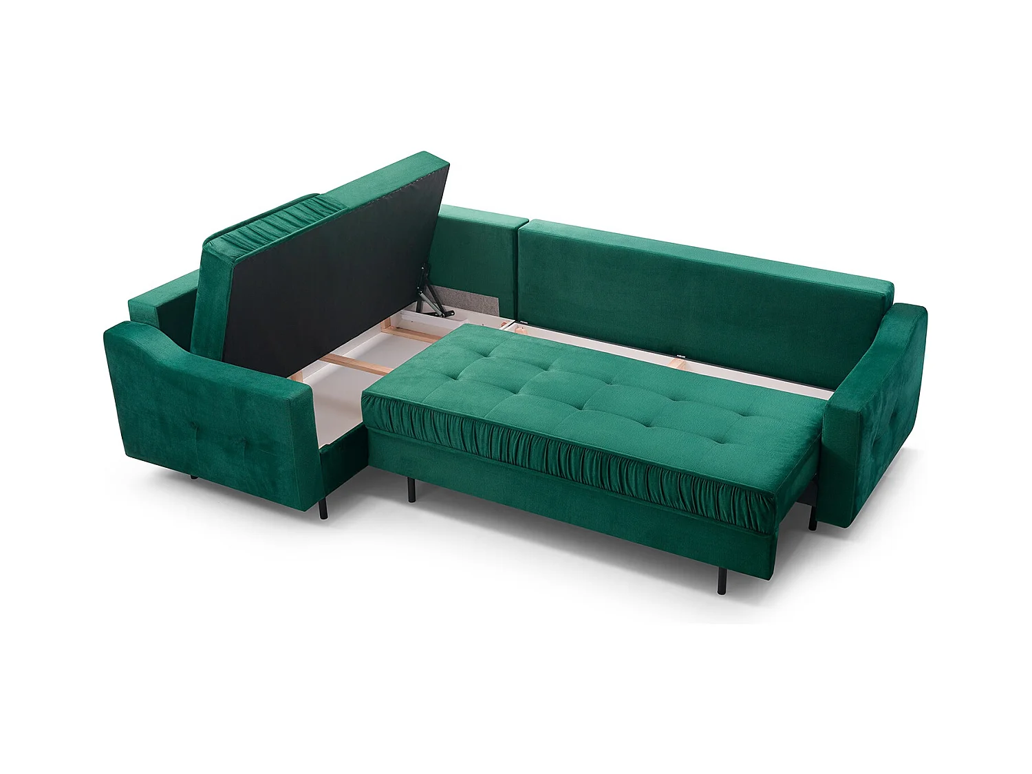 Ecksofa Akita mit Schlaffunktion & Bettkasten – Modernes Schlafsofa | Links 289x185x105 cm GOLD