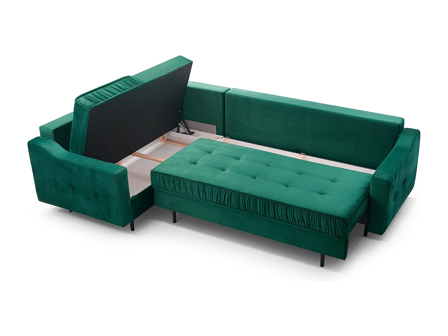 Ecksofa Akita mit Schlaffunktion & Bettkasten – Modernes Schlafsofa | Links 289x185x105 cm GOLD