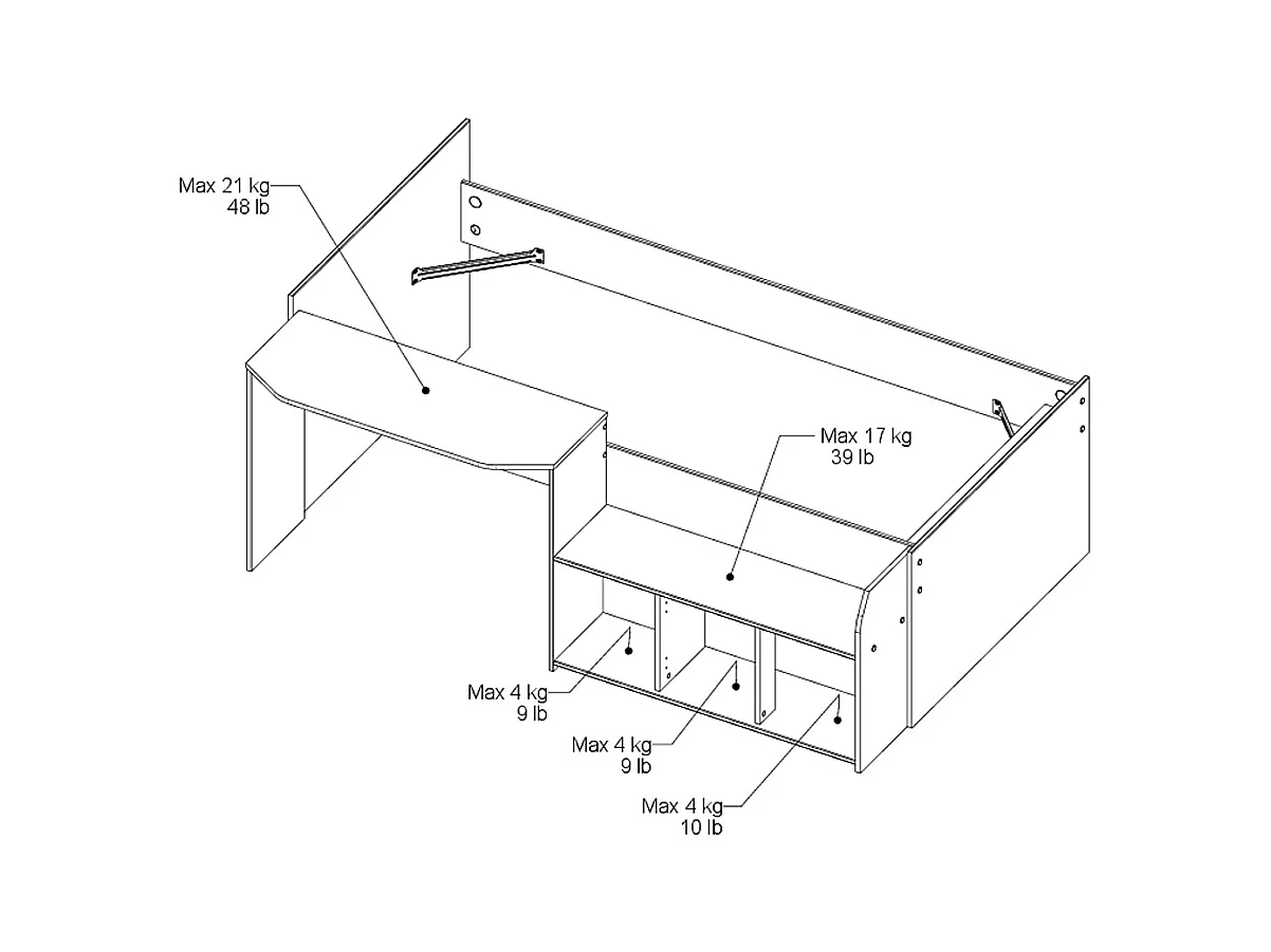 Letto combinato 90 x 190/200 cm Naturale e Verde + Rete - MIVONA