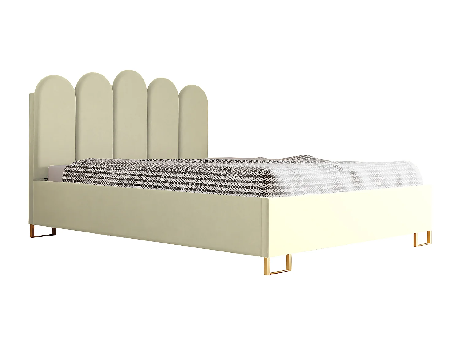 Polsterbed MALIBU, gestoffeerde rugleuning, VELUTTO-stof, opbergbox met gasdrukveer, comfortabele bedhoogte 39 cm, 180x200 cm, Beige