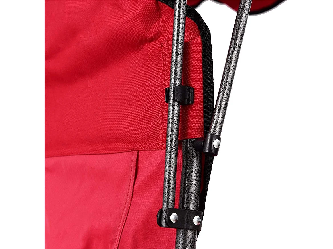 Campingstoel met rugventilatie en zonnedak, visstoel met bekerhouder,klapstoel,vouwstoel 120 kg belastbaar, visstoel,strand, camping (rood)AB5862