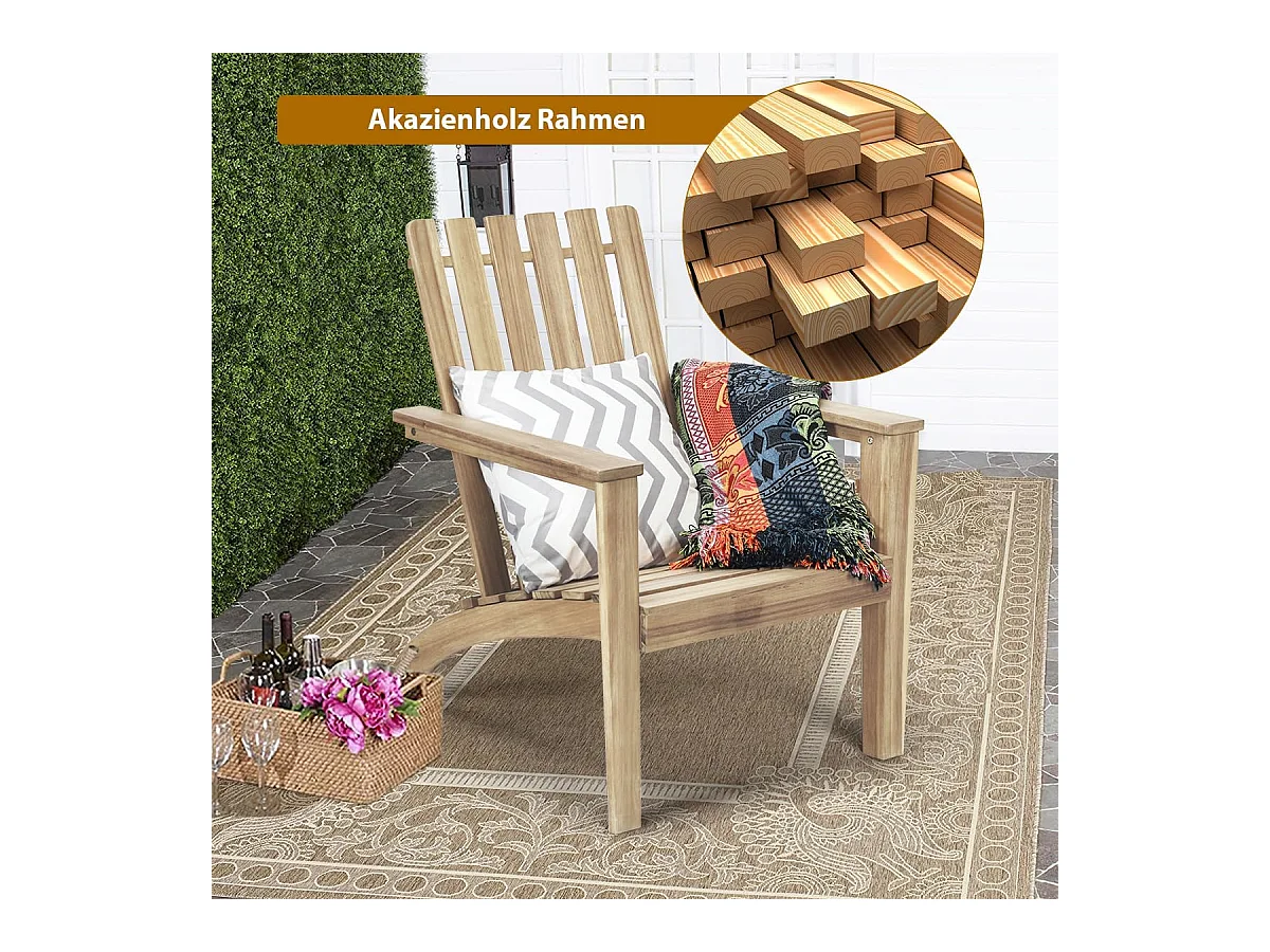 Adirondack Adirondack Chair van acaciahout, tuinstoel, belastbaar tot 160 kg, voor tuin, terras (grijs)AB92824