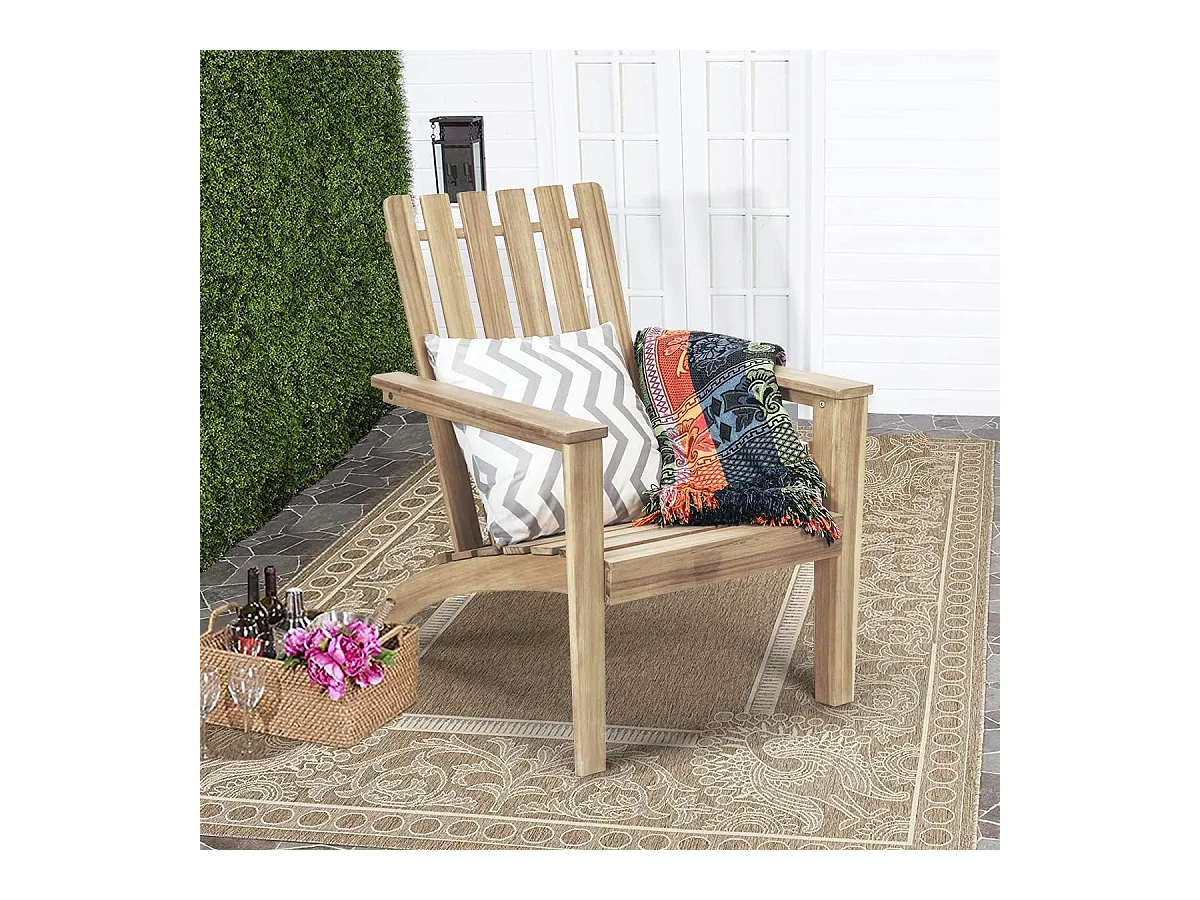 Adirondack Adirondack Chair van acaciahout, tuinstoel, belastbaar tot 160 kg, voor tuin, terras (grijs)AB92824