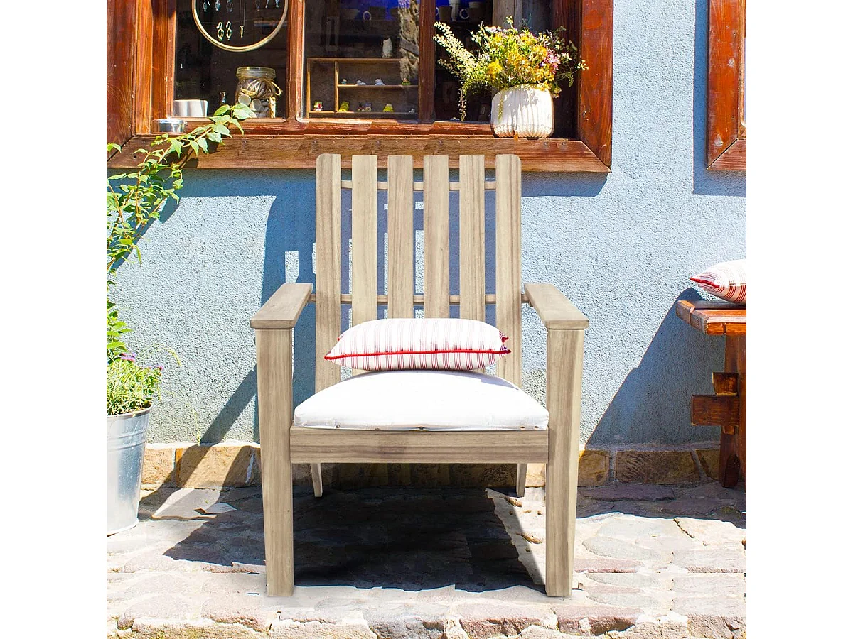 Adirondack Adirondack Chair van acaciahout, tuinstoel, belastbaar tot 160 kg, voor tuin, terras (grijs)AB92824