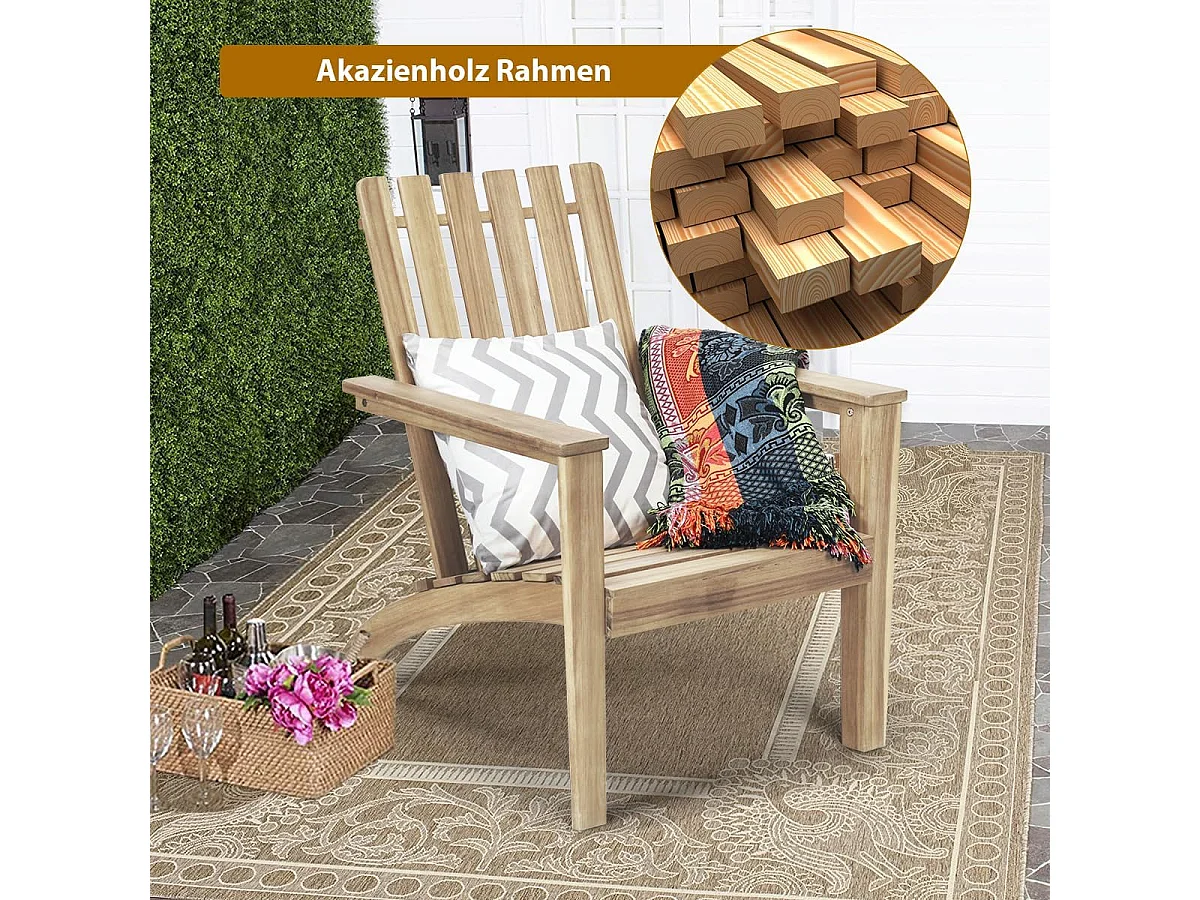 Adirondack Adirondack Chair van acaciahout, tuinstoel, belastbaar tot 160 kg, voor tuin, terras (grijs)AB92824