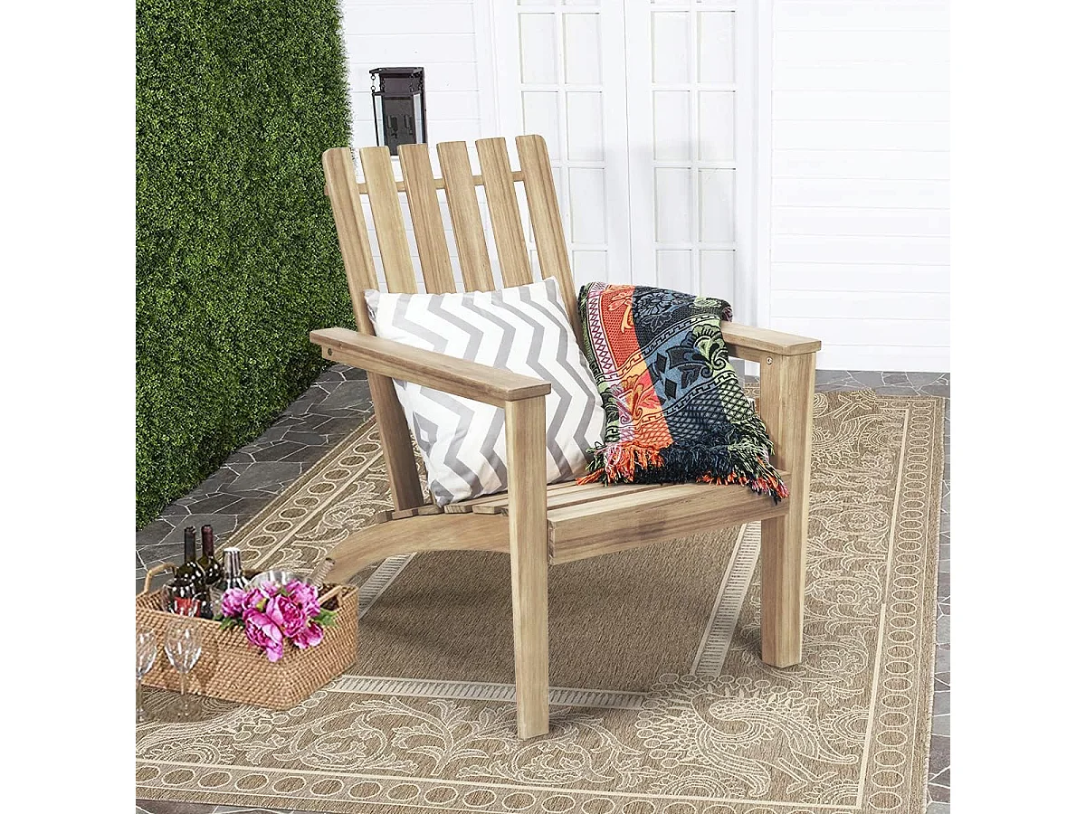 Adirondack Adirondack Chair van acaciahout, tuinstoel, belastbaar tot 160 kg, voor tuin, terras (grijs)AB92824